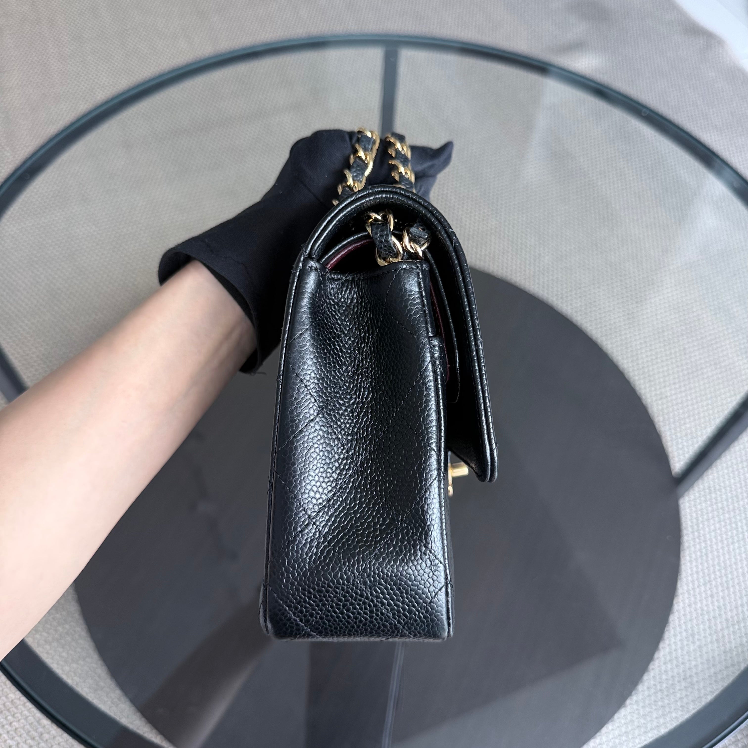 Chanel Classic Flap Medium - Caviar 25CM Quilted Black Gold Hardware Series 19