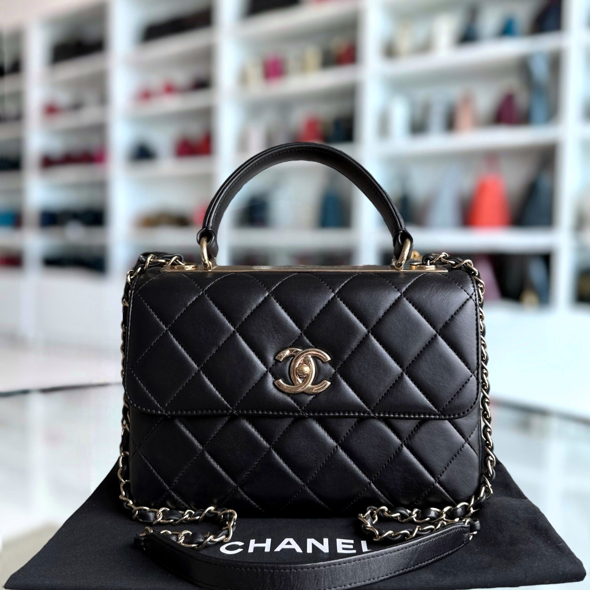 Chanel Trendy CC Small - Quilted Lambskin Black Gold Hardware Series 26