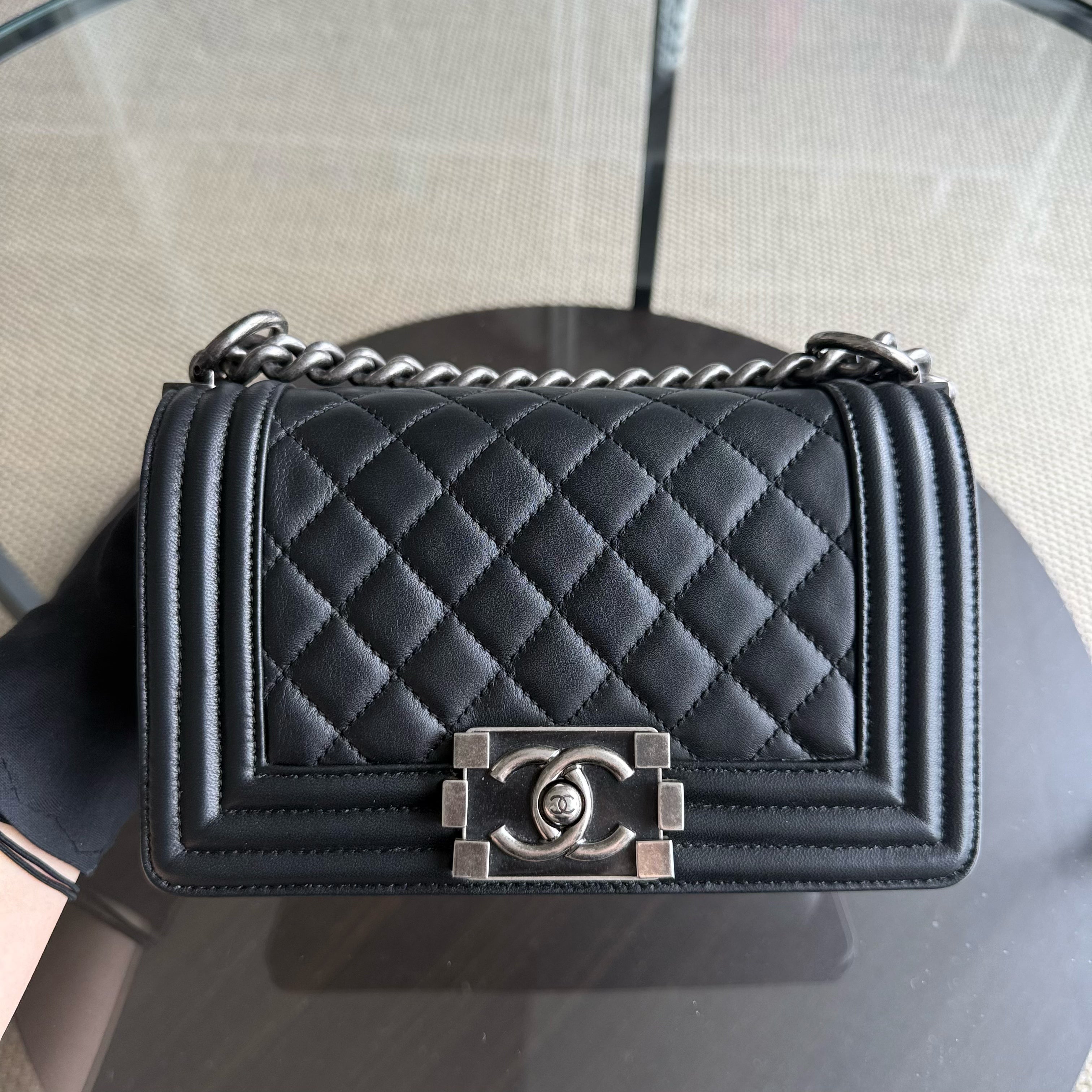 Chanel Boy Small - 20CM Quilted Calfskin Black Ruthenium Silver Hardware Series 20