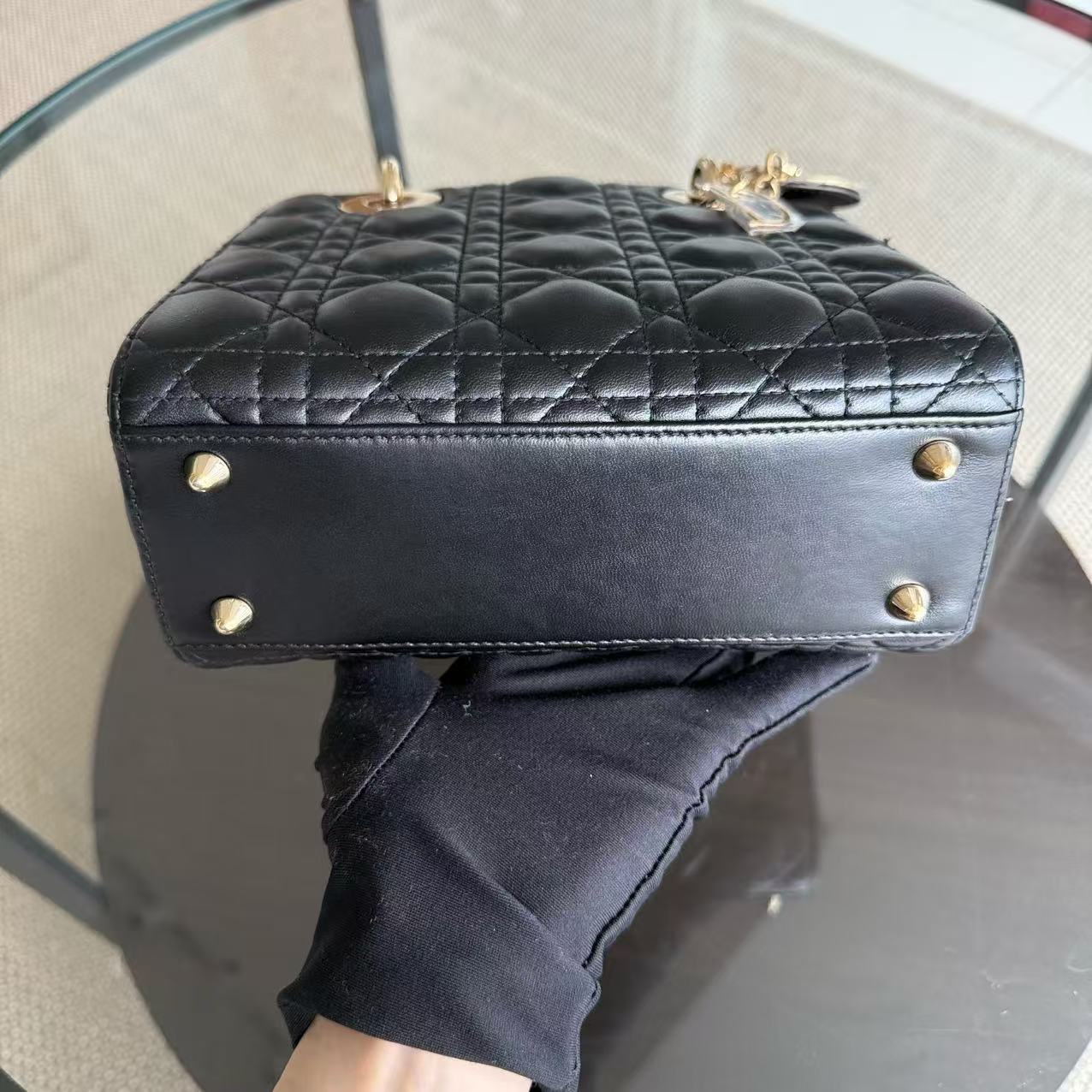 Dior Lady Small - Cannage Lambskin Black Gold Hardware