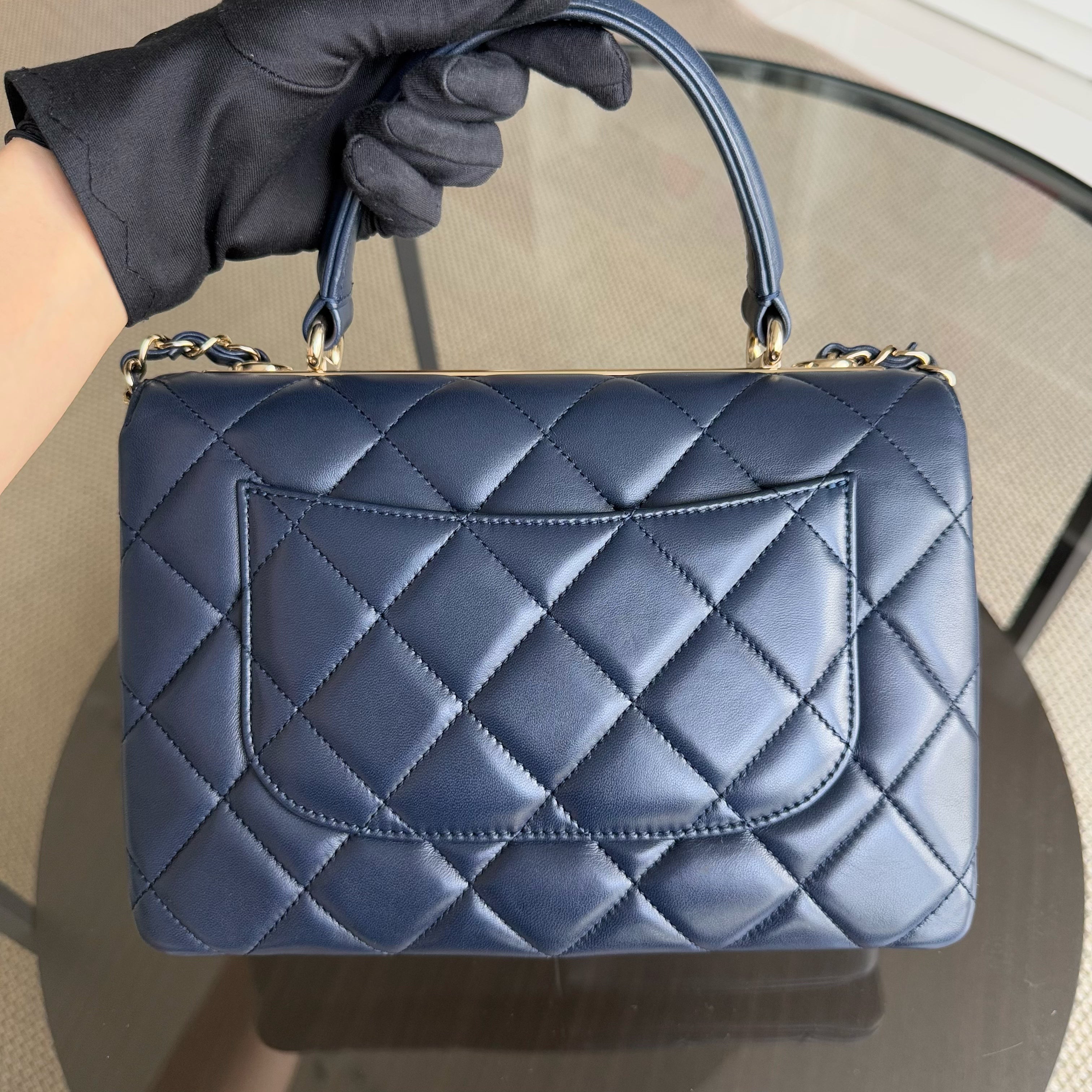 Chanel Trendy CC Small 25CM - Quilted Lambskin Dark Navy Blue Gold Hardware Series 24