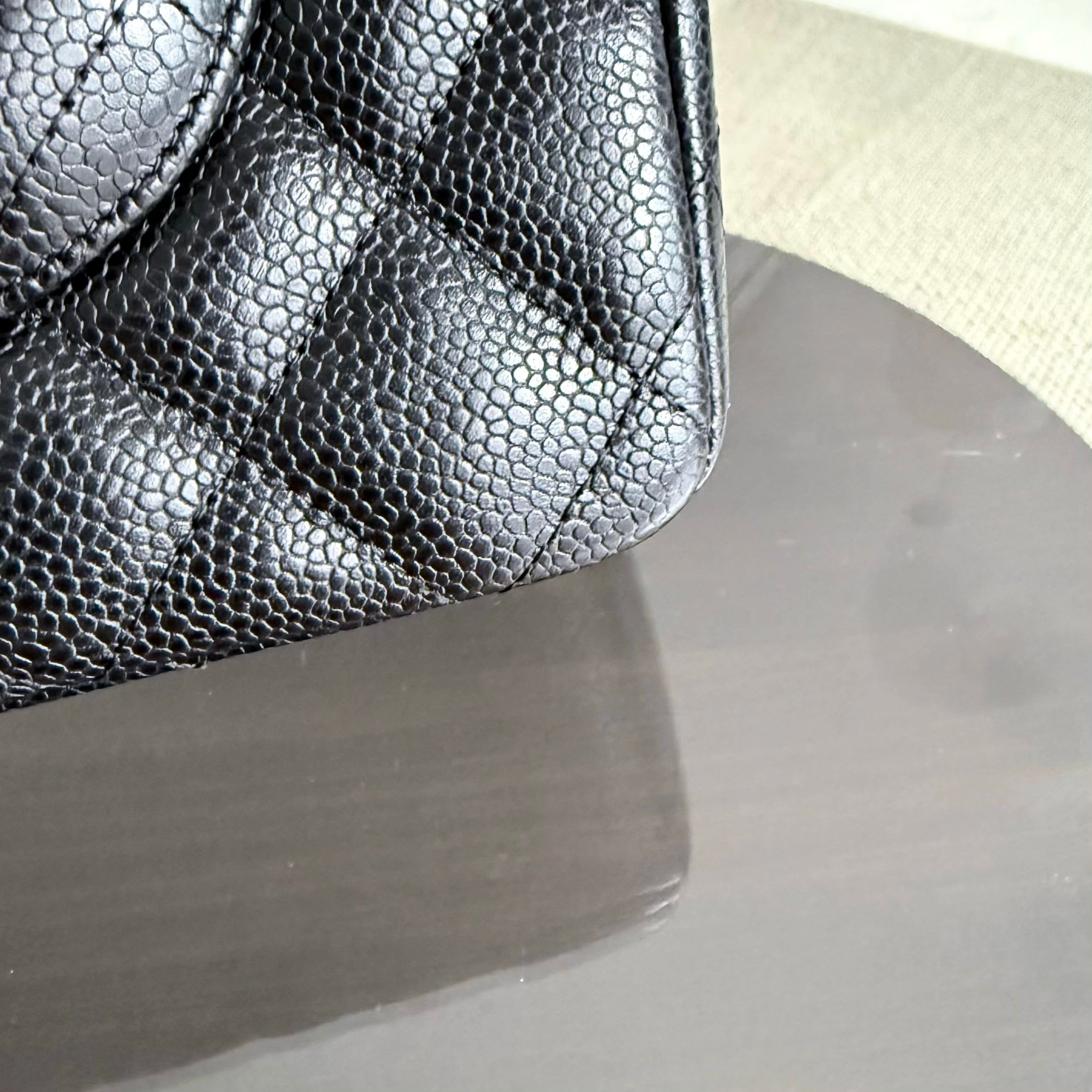 Chanel Classic Flap Jumbo - Caviar 30CM Single Flap Quilted Black Gold Hardware Series 13