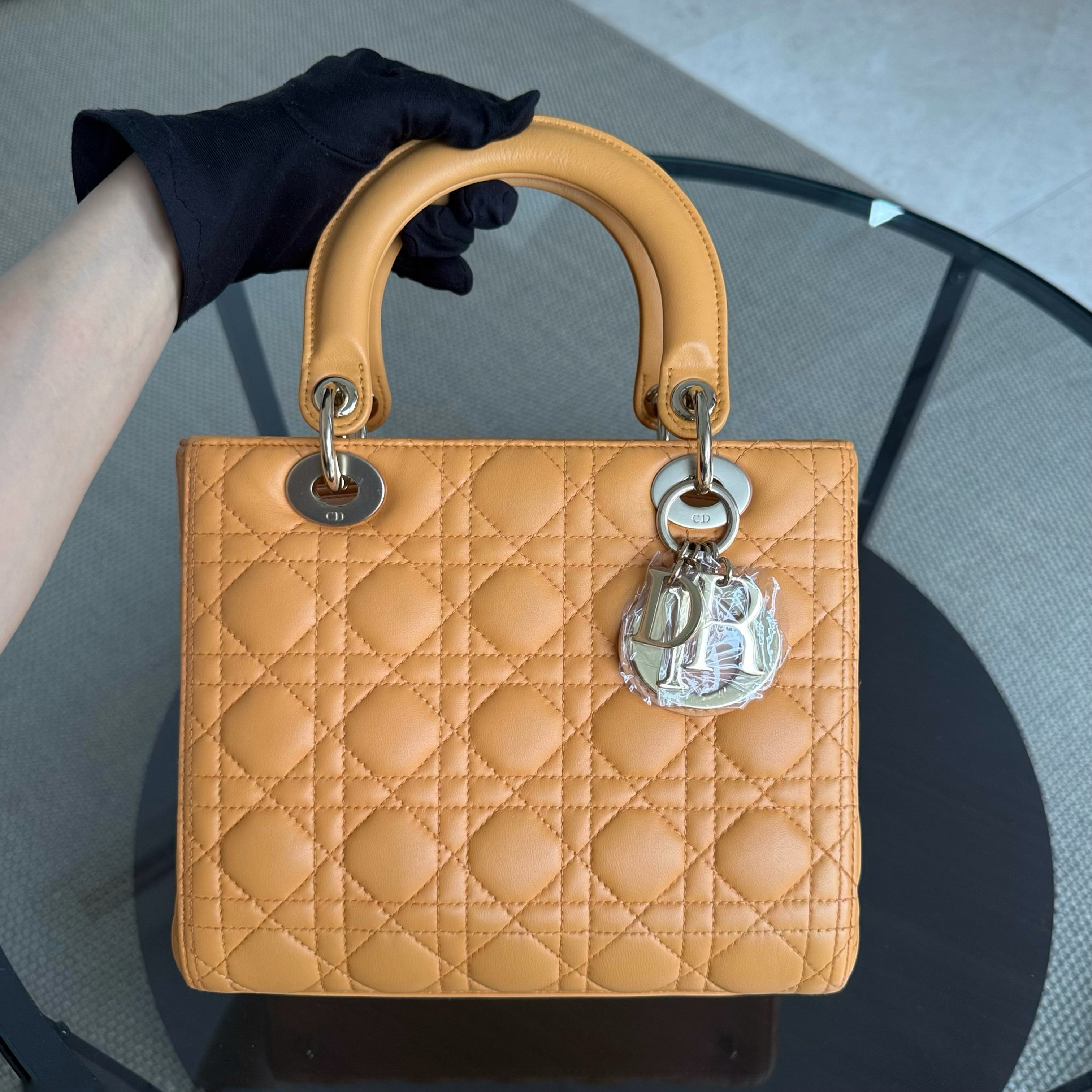 Dior Lady Medium - Cannage Lambskin Caramel Gold Hardware Strap