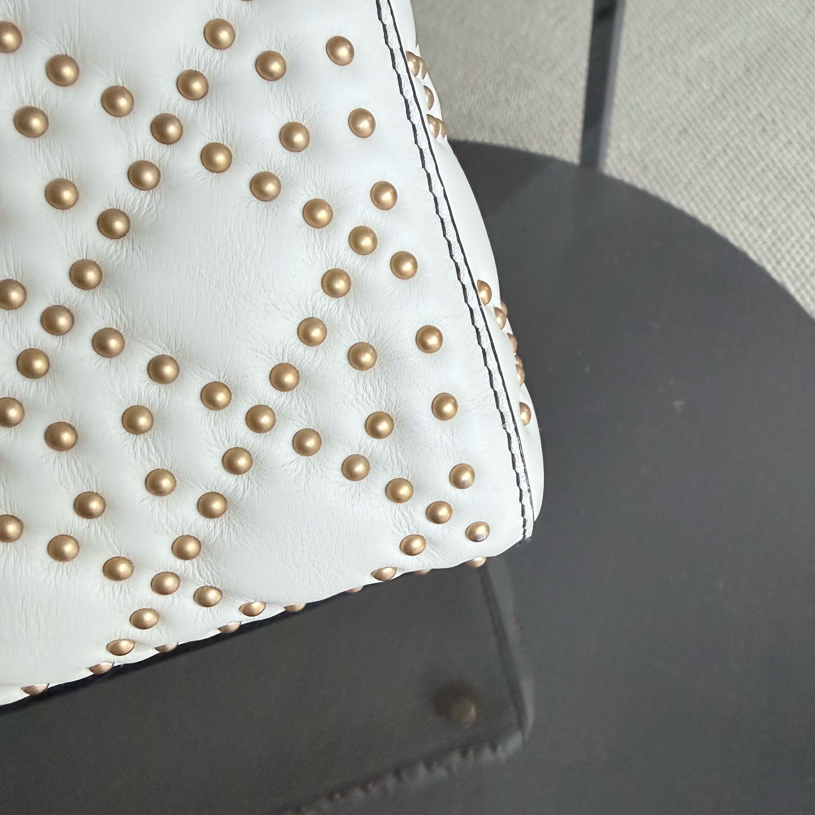Dior Lady Medium Flap - Studded Cannage Calfskin White Gold Hardware