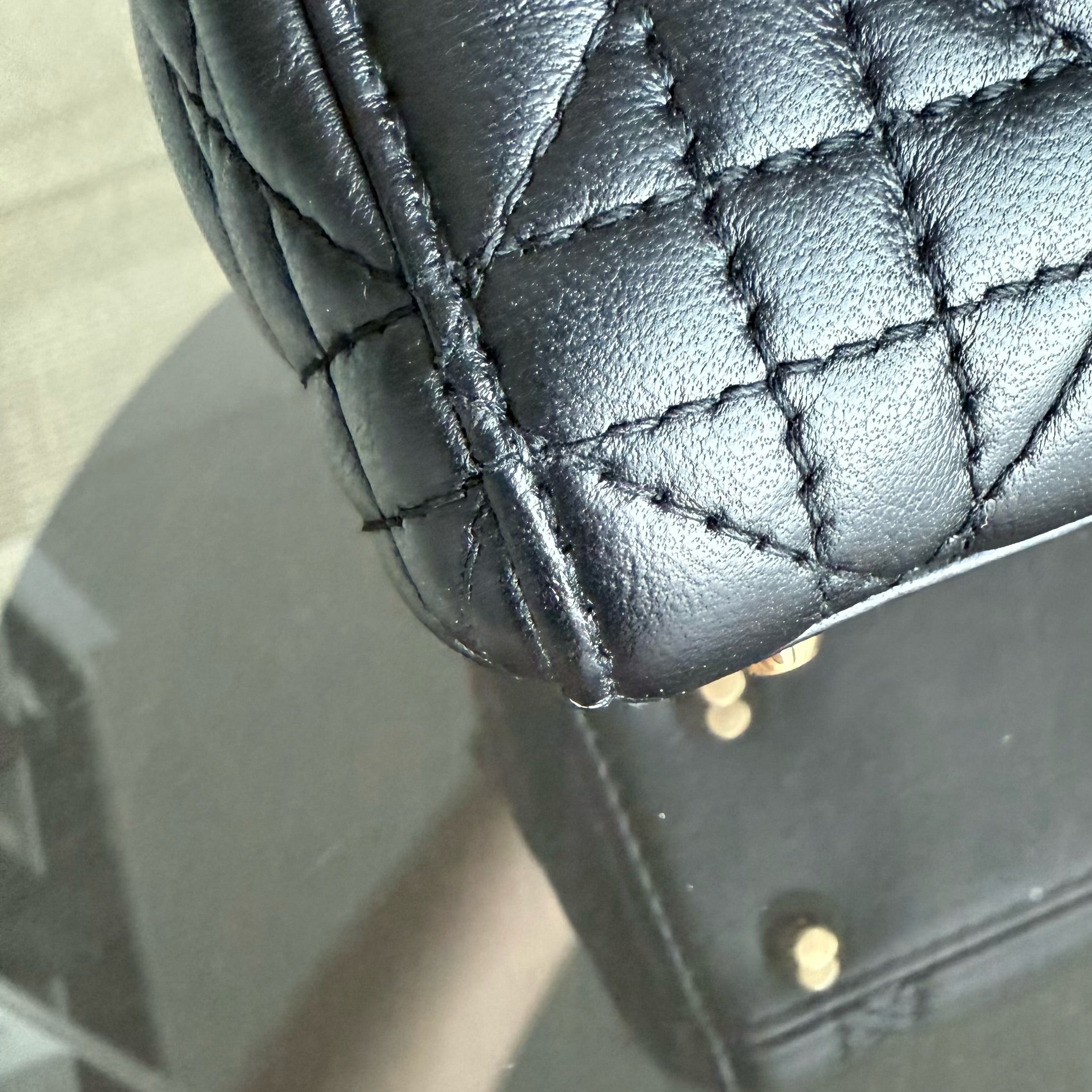 Dior Lady Mini - Cannage Lambskin Black Gold Hardware Adjustable Strap