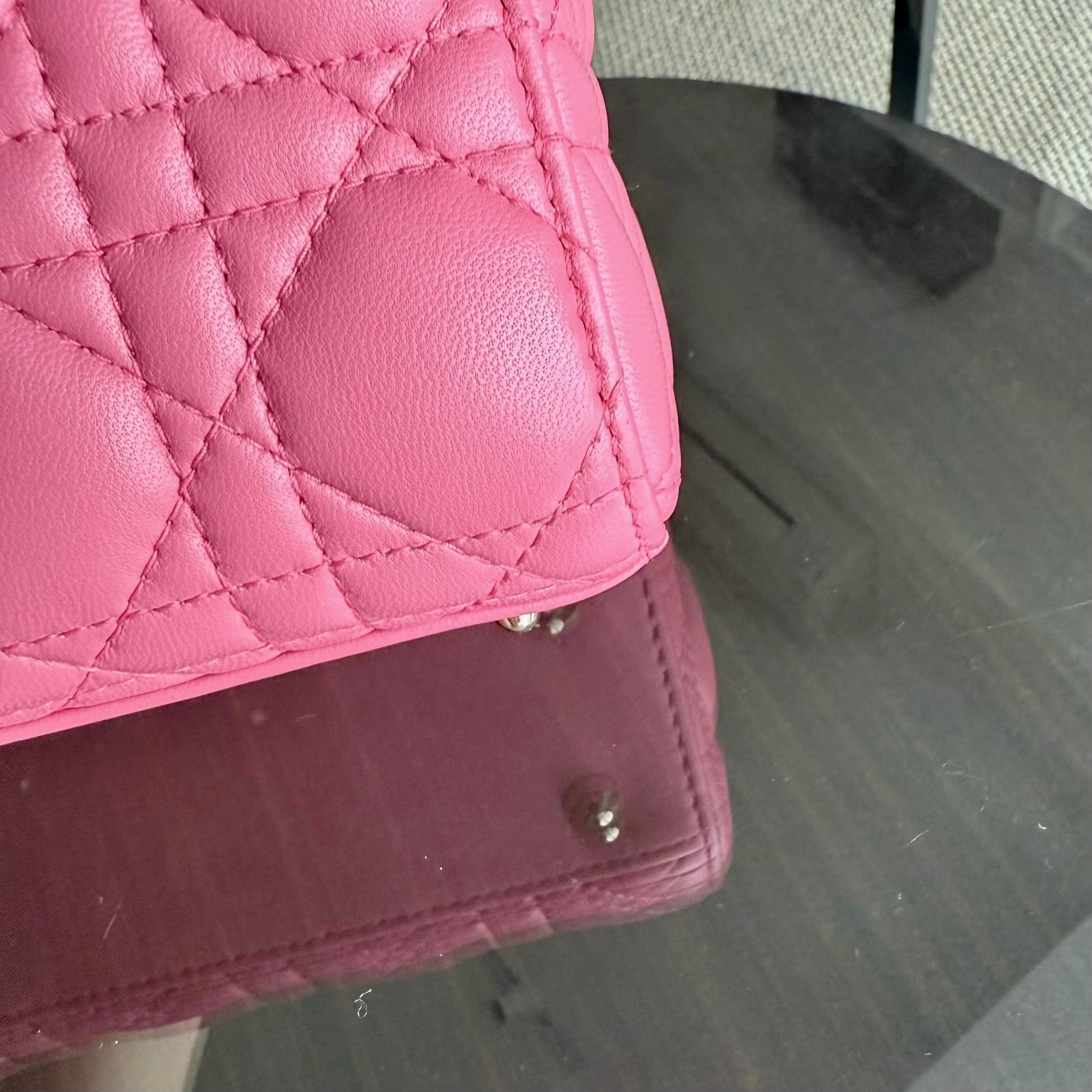 Dior Lady Small - Cannage Lambskin Barbie Pink Gold Hardware