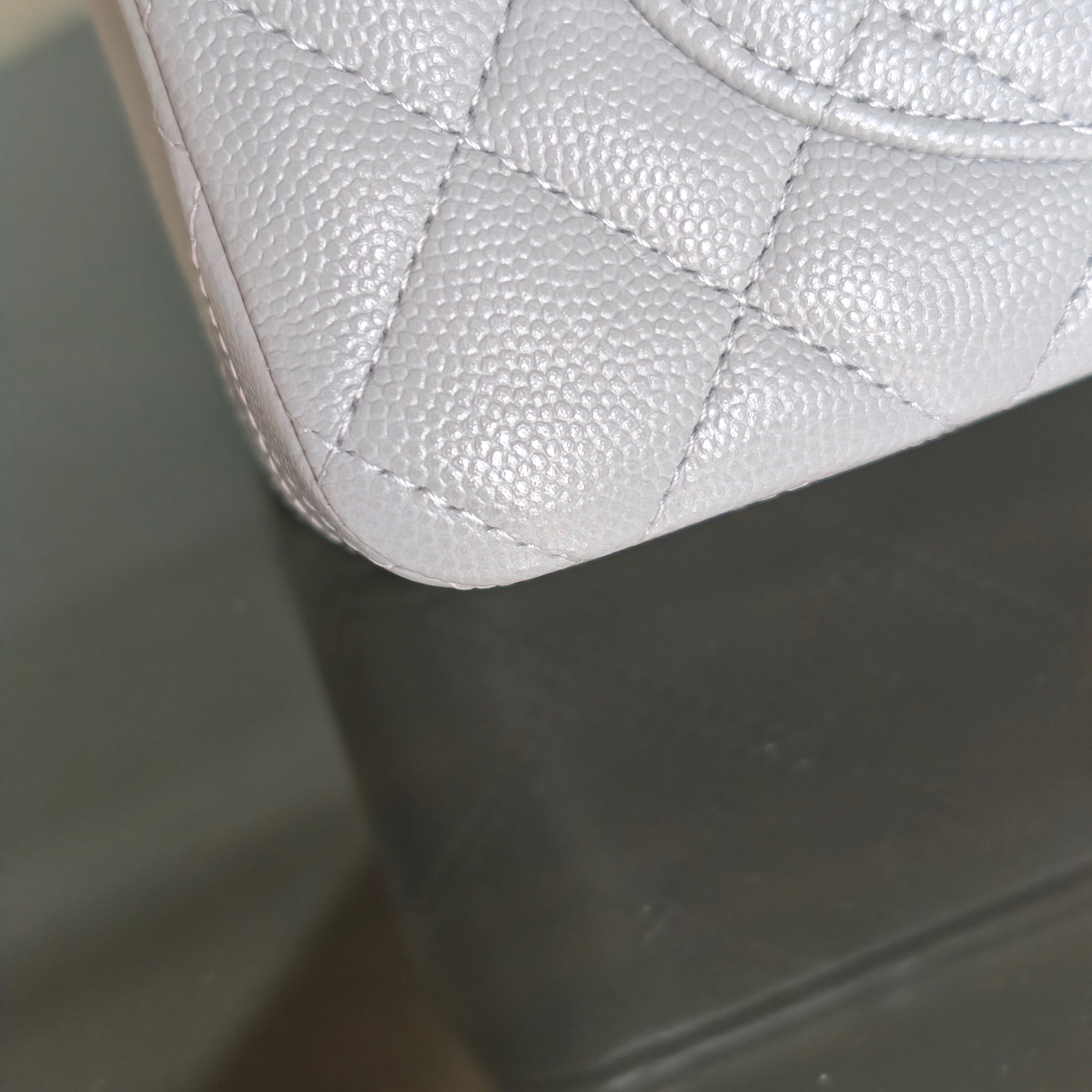 Chanel Classic Flap Small - Caviar 23CM Quilted Gray Grey Light Gold Hardware Microchip