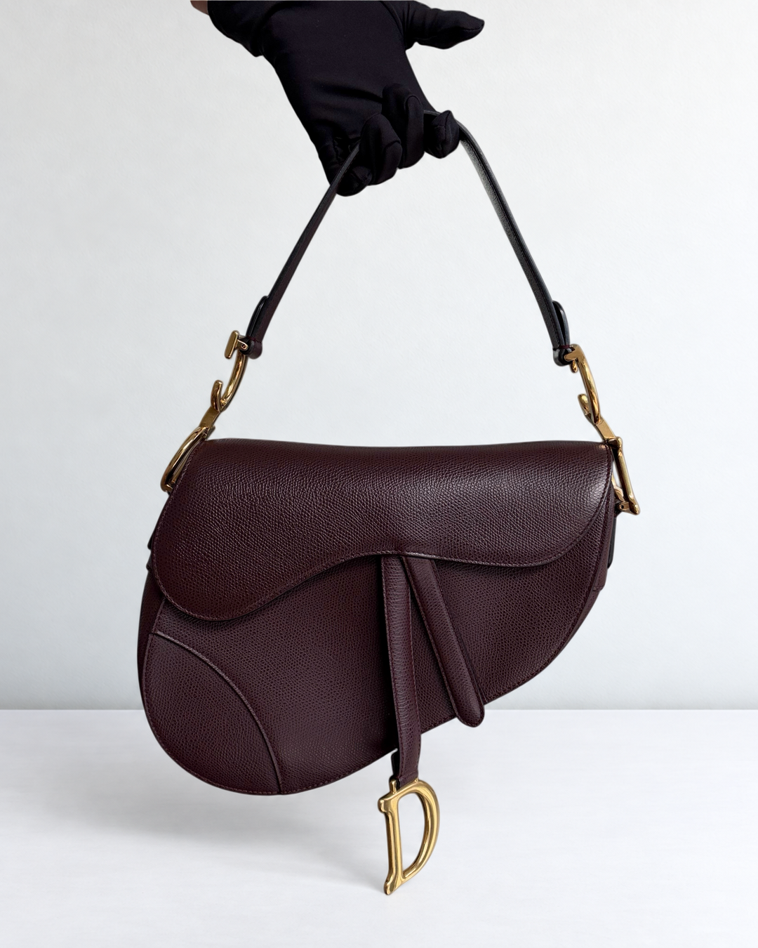 Dior Saddle Medium - Caviar Burgundy Gold Hardware