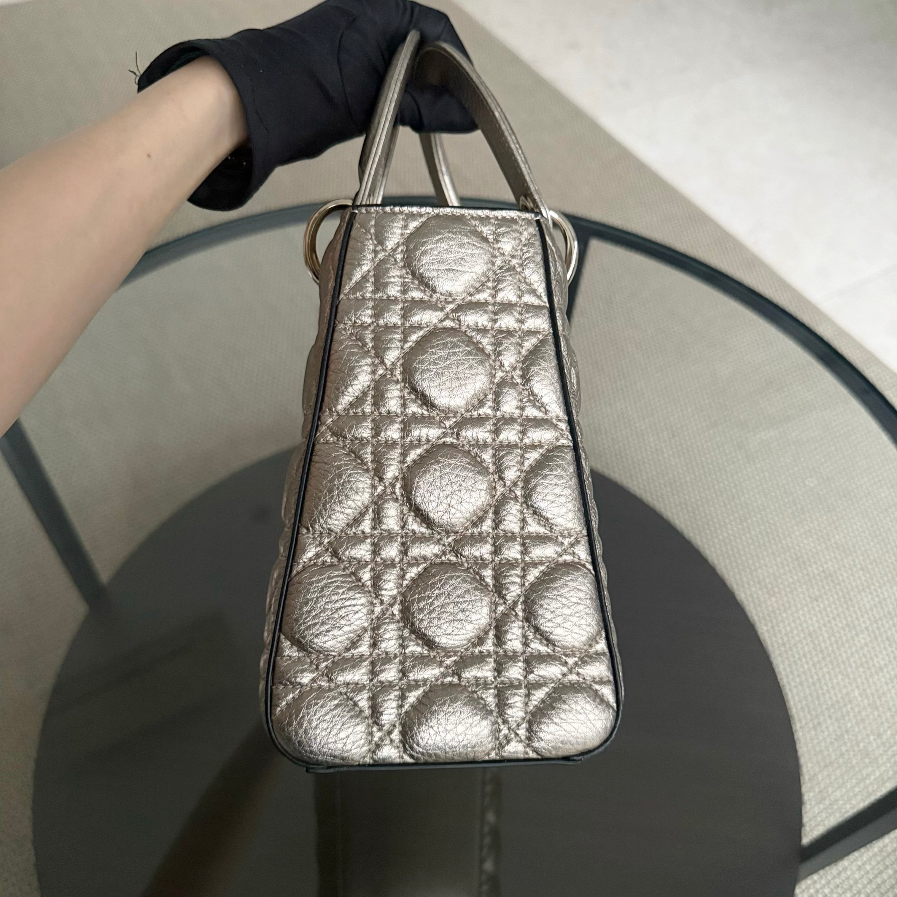 Dior Lady Medium Flap - Cannage Metallic Gold Gold Hardware