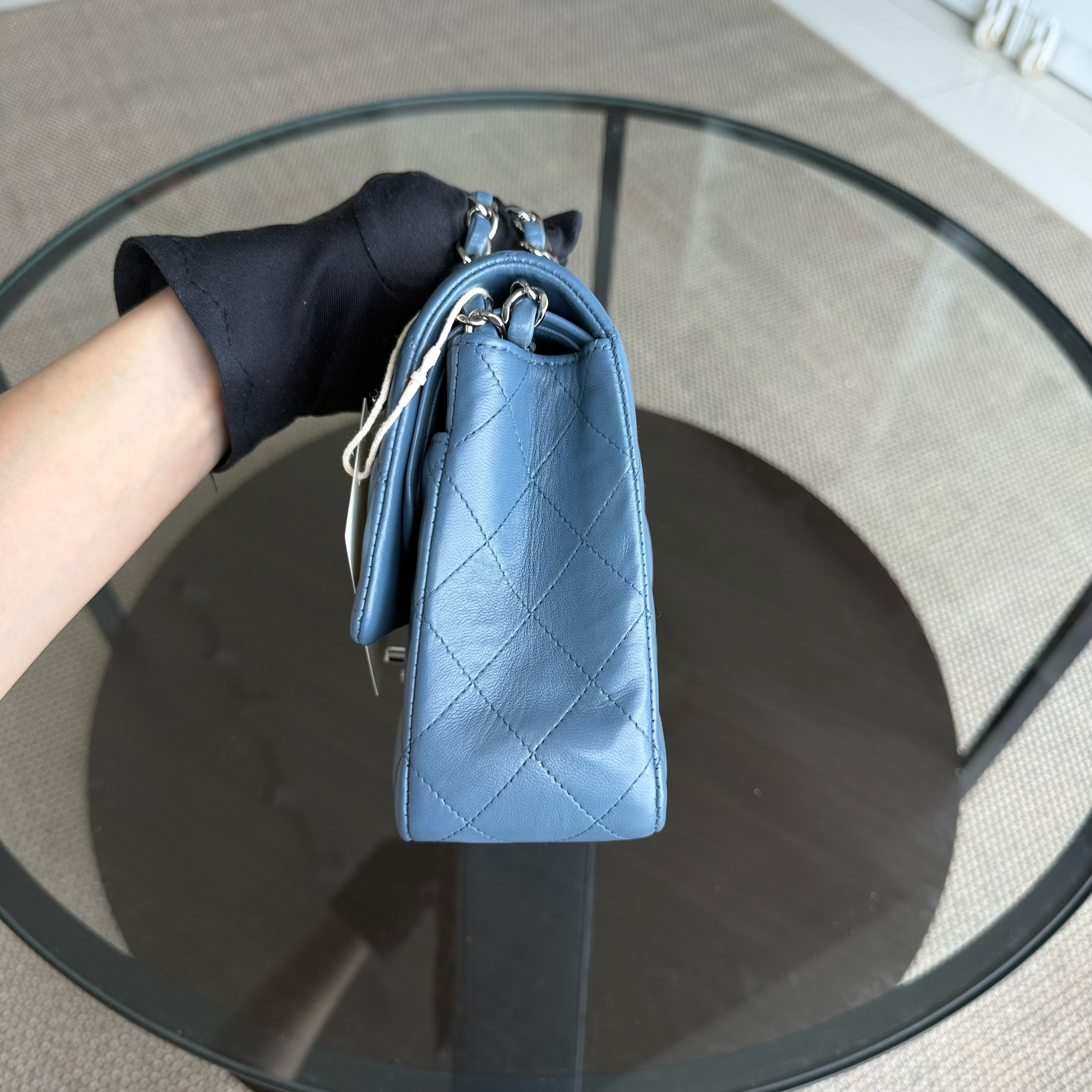 Chanel Classic Flap Medium - 25CM Quilted Lambskin Blue Silver Hardware Series 17