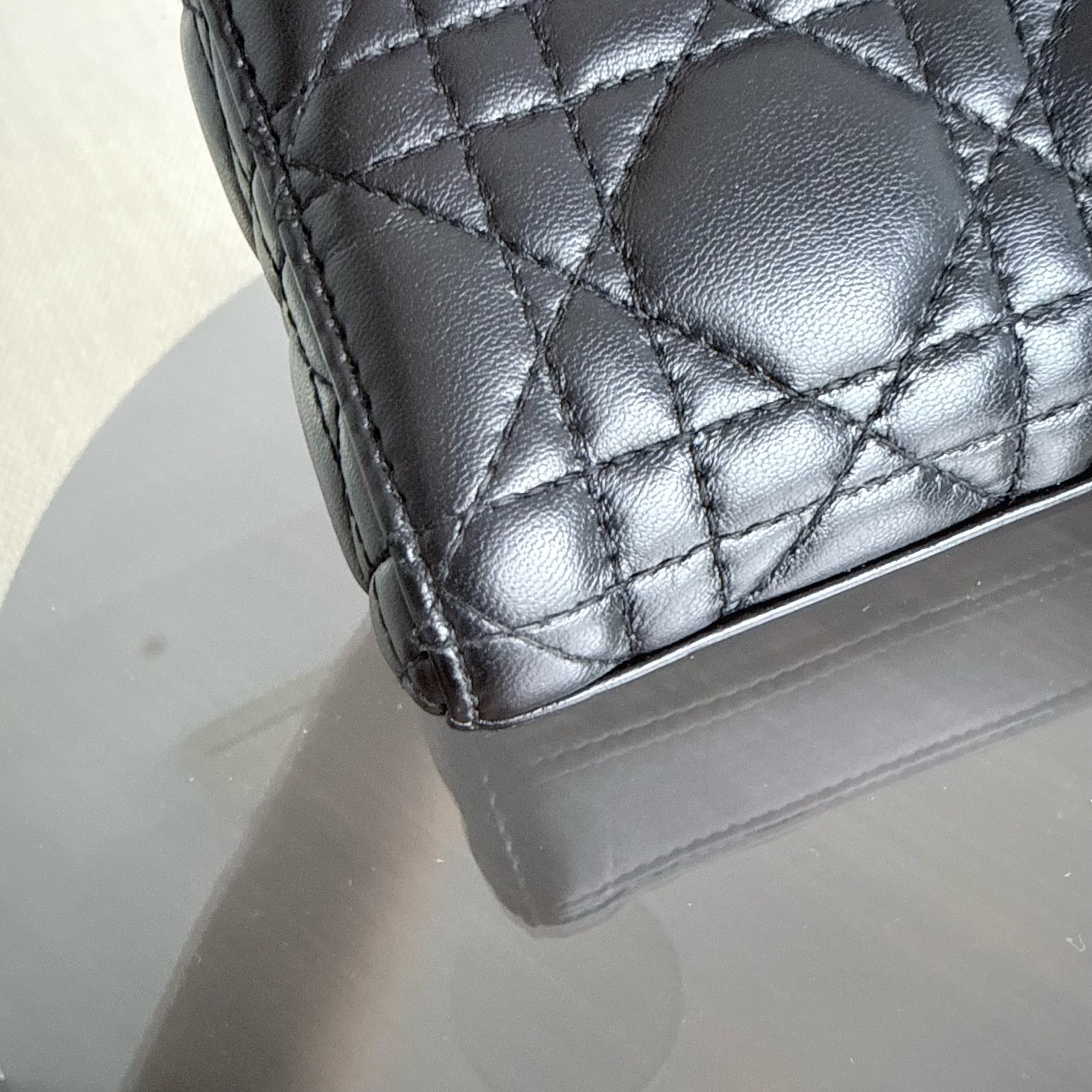 Dior D-Joy Medium - Cannage Lambskin Black Gold Hardware