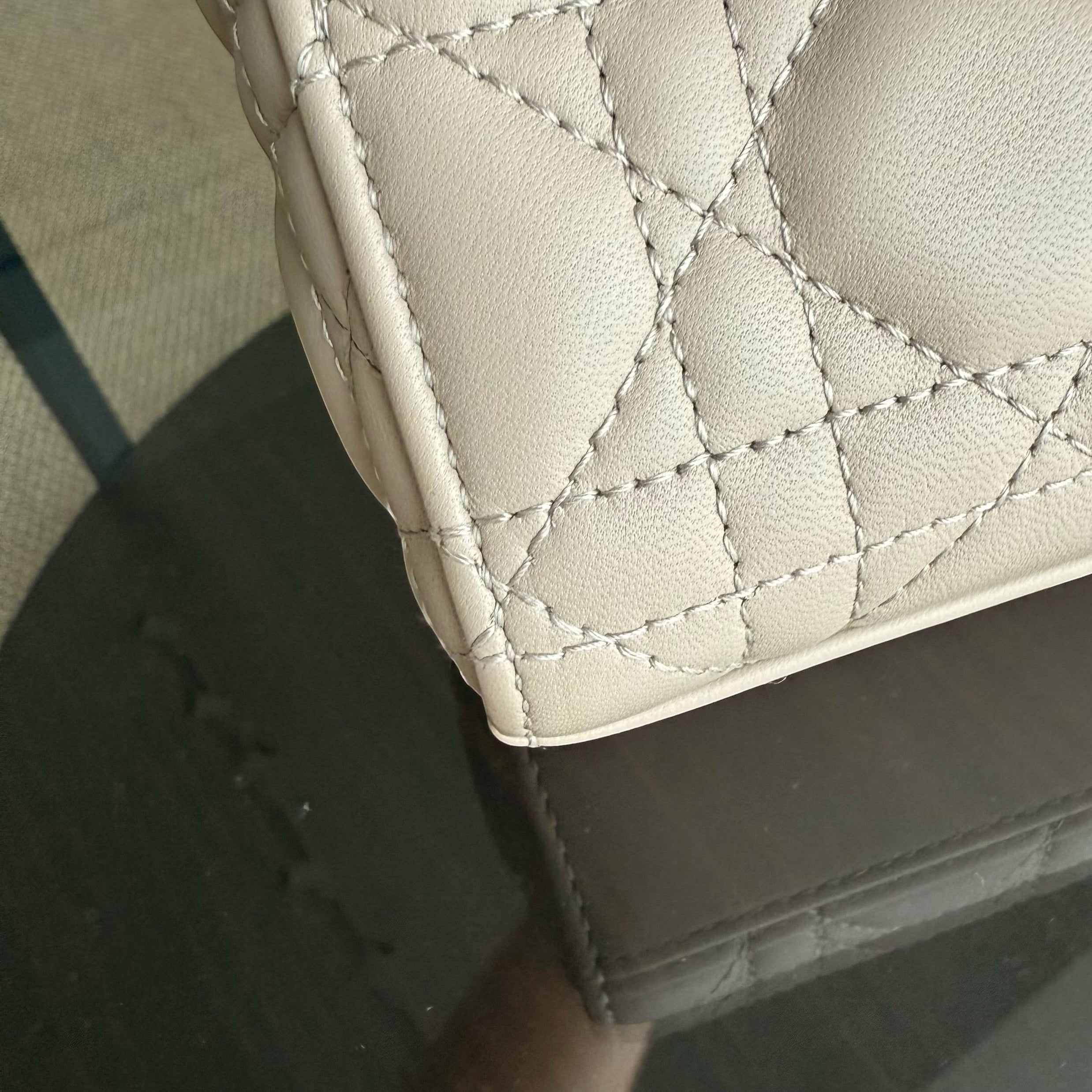Dior D-Joy Medium Cannage Lambskin Beige Golden Hardware Shoulder Bag