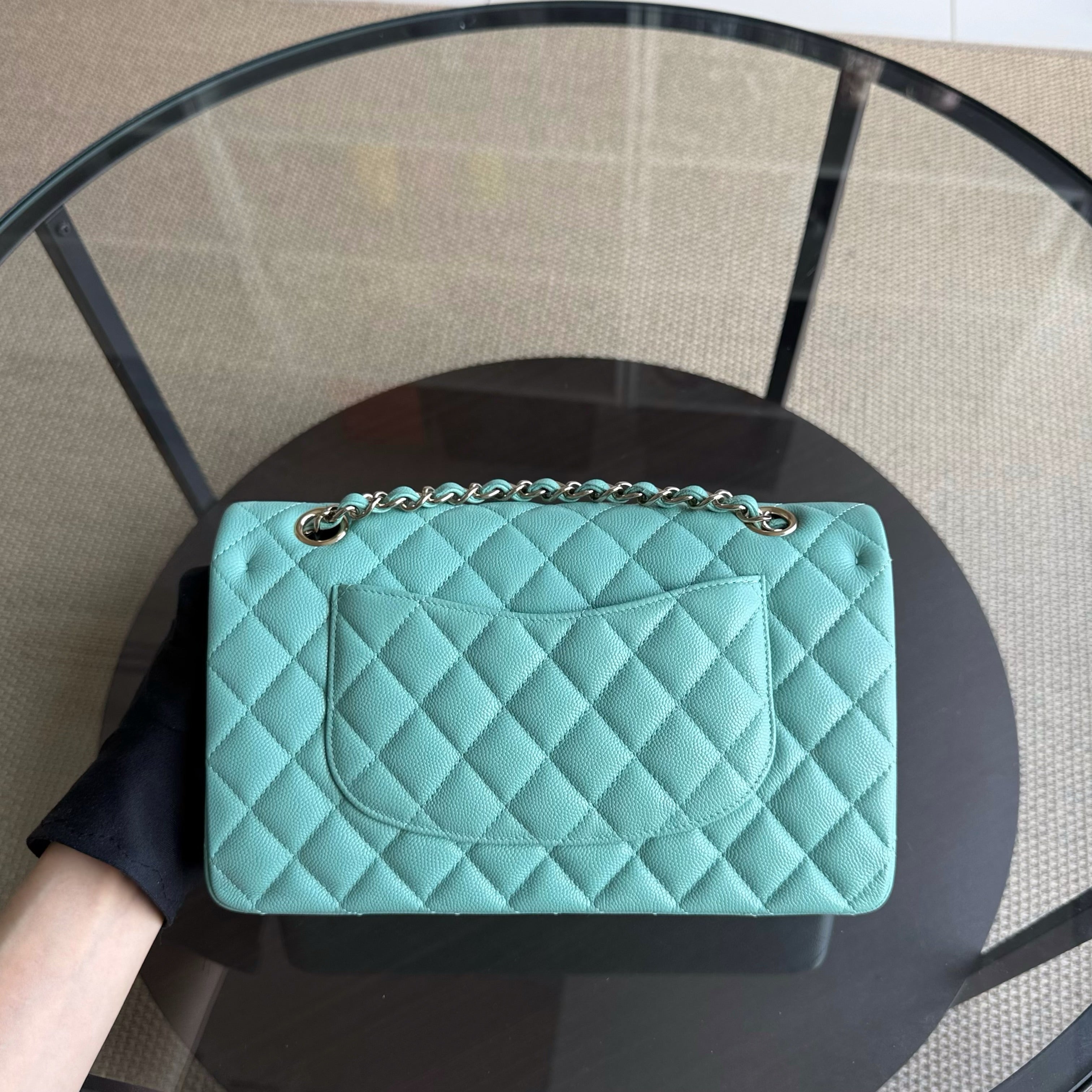 Chanel Classic Flap Medium - 25CM Quilted Caviar Light Blue Gold Hardware Series 31