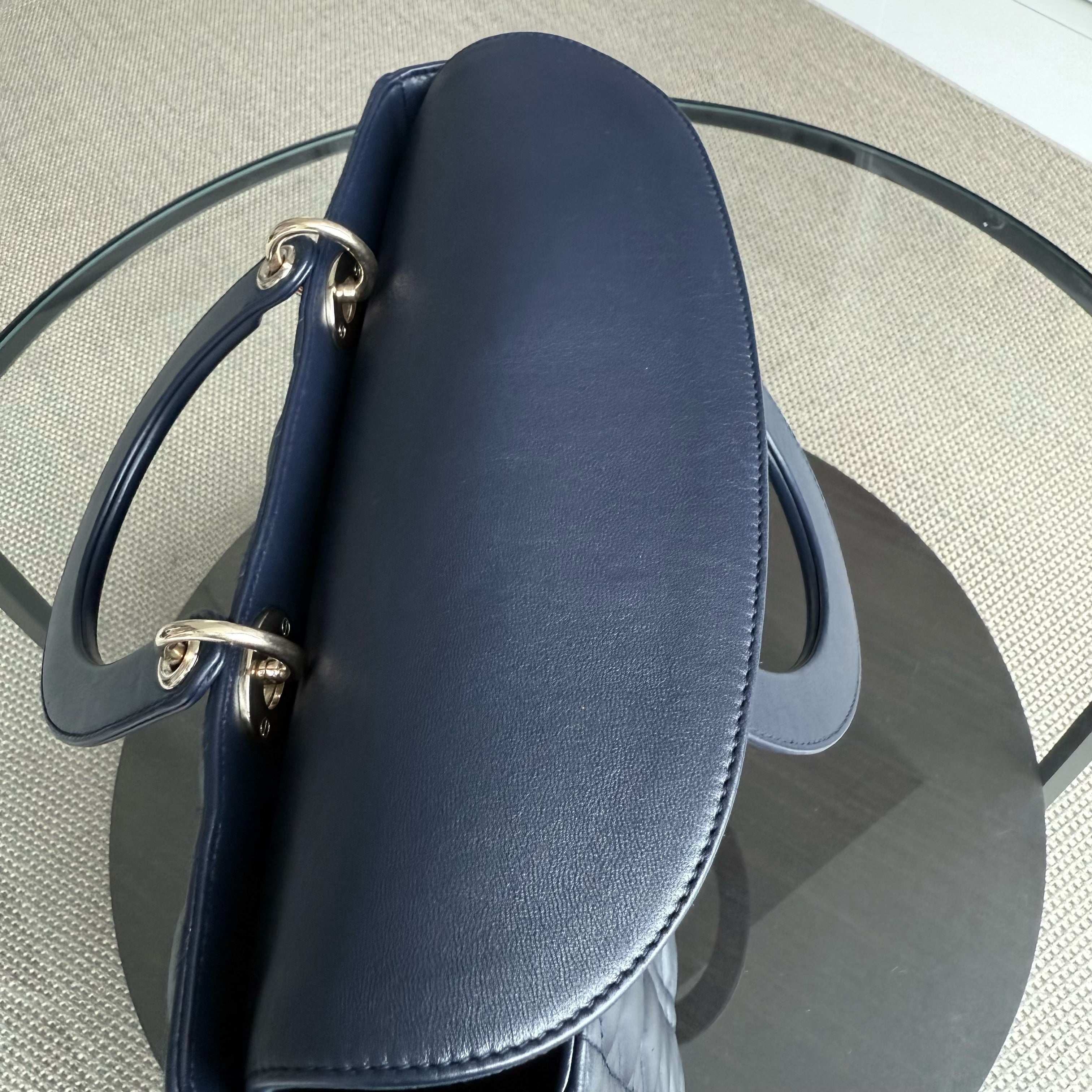 Dior Lady Large Flap - Canange Lambskin Dark Blue Gold Hardware