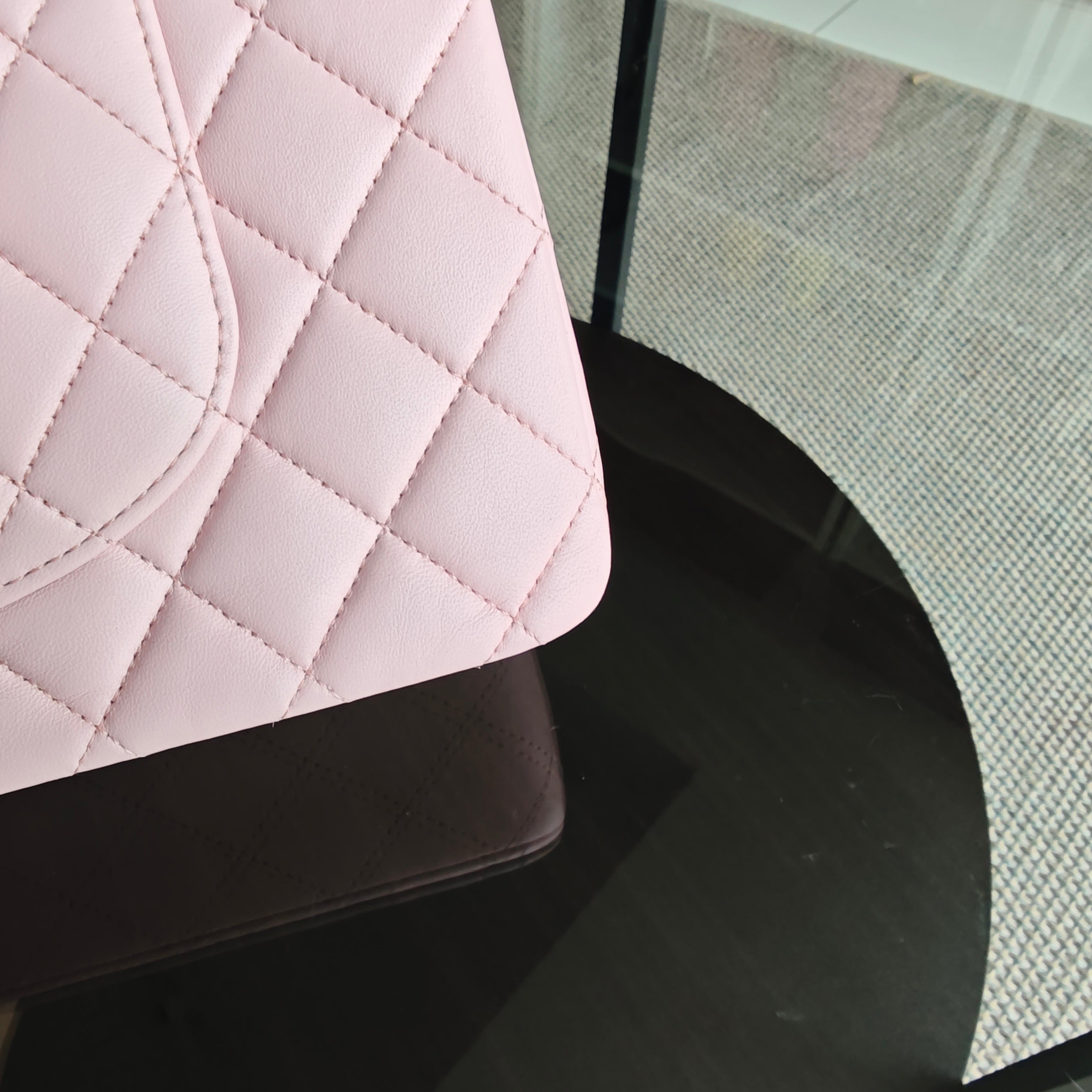 Chanel Classic Flap Medium - 25CM Quilted Lambskin Light Sakura Pink Silver Hardware Series 22