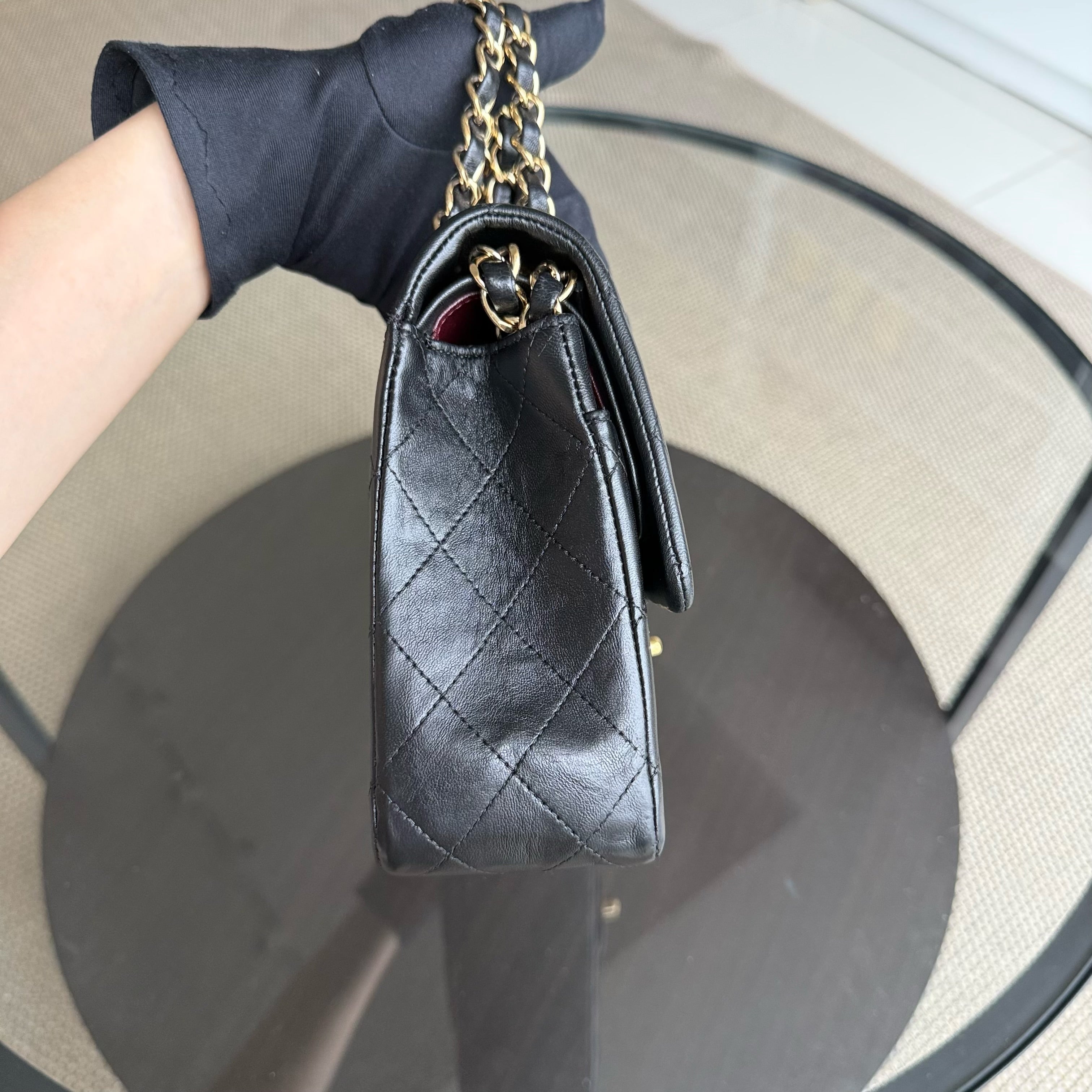 Chanel Classic Flap Medium - 25CM Quilted Lambskin Black Gold Hardware Series 13