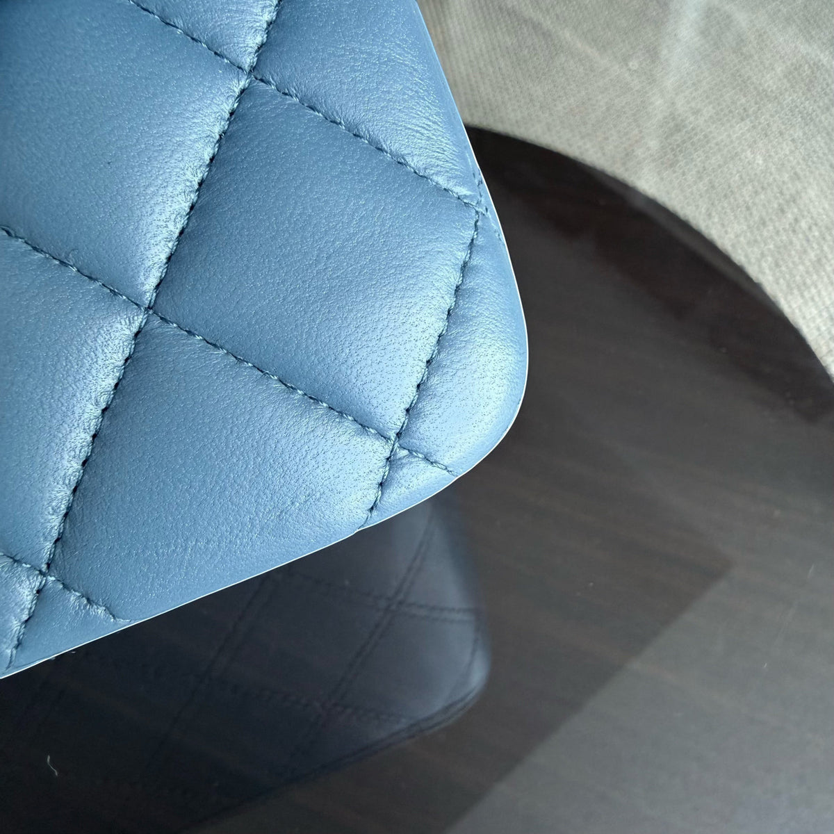 Chanel Classic Flap Medium - 25CM Quilted Lambskin Blue Silver Hardware Series 17