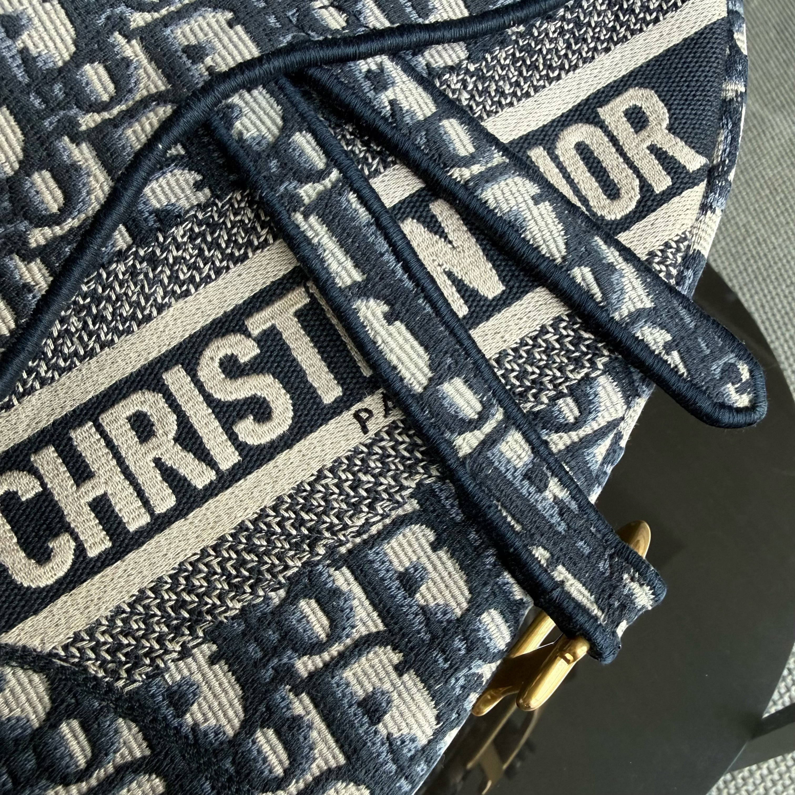 Dior Saddle Medium - Oblique Canvas Monogram Dark Blue Gold Hardware