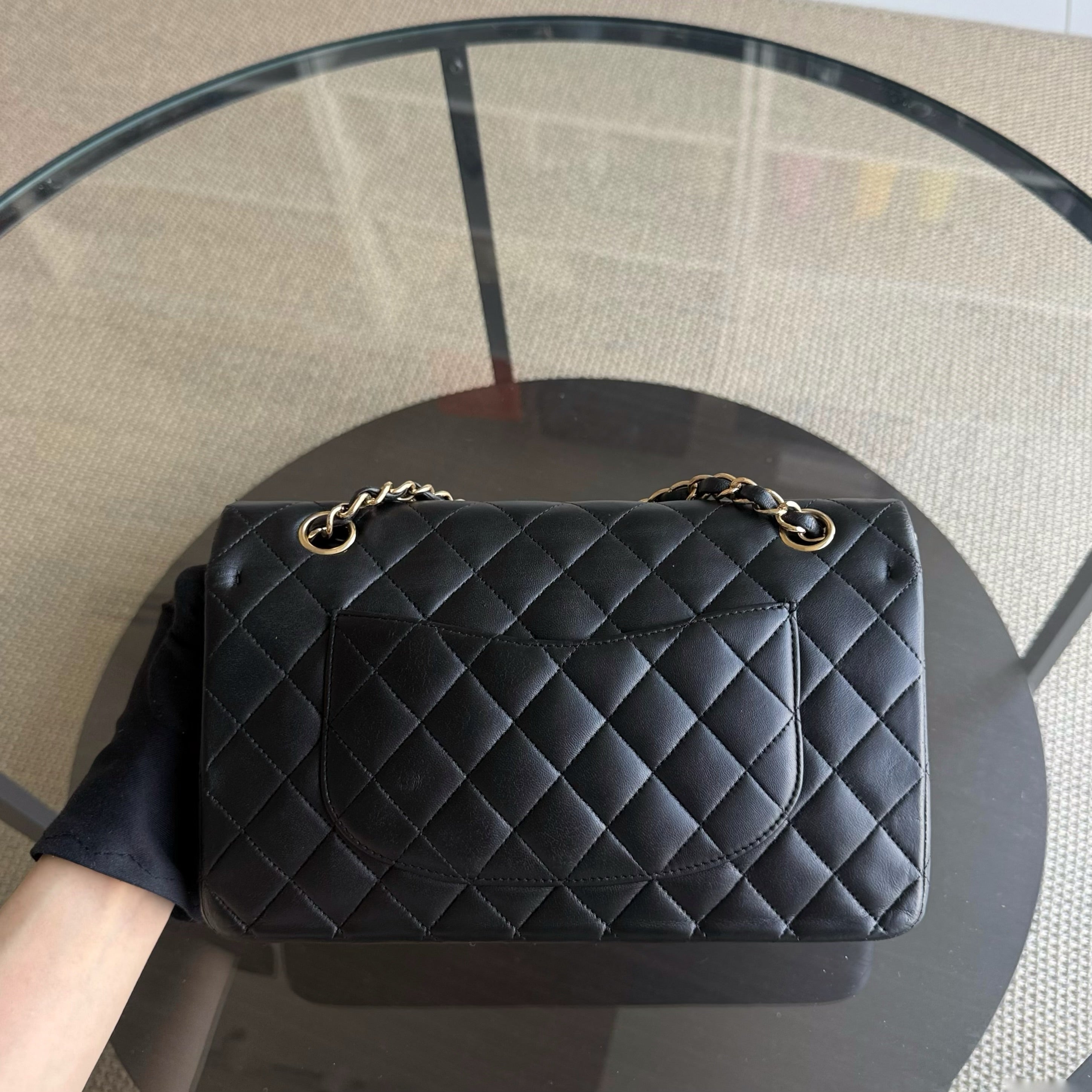 Chanel Classic Flap Medium - 25CM Quilted Lambskin Black Gold Hardware Sereis 13