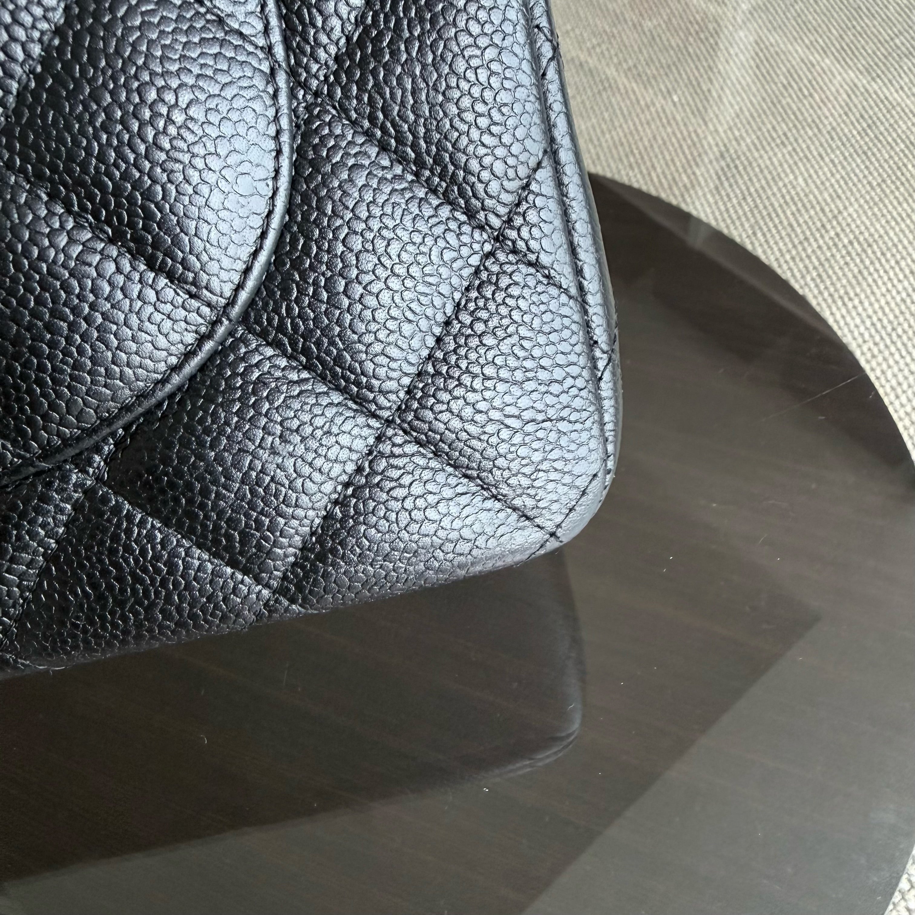 Chanel Classic Flap Jumbo - Caviar 30CM Double Flap Quilted Black Silver Hardware Series 15