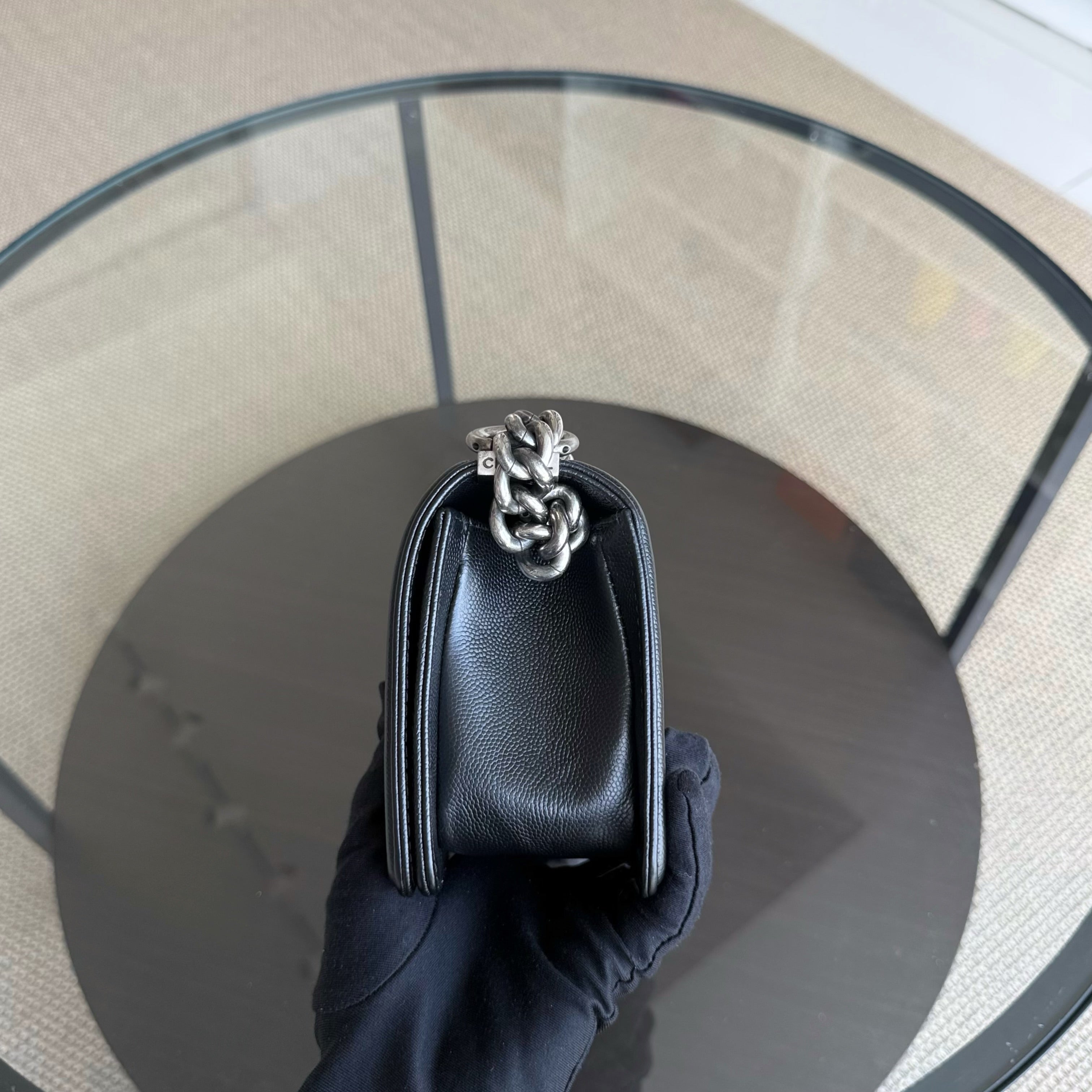 Chanel Boy Small - Caviar Quilted Grained Calfskin Black Ruthenium Silver Hardware Series 30