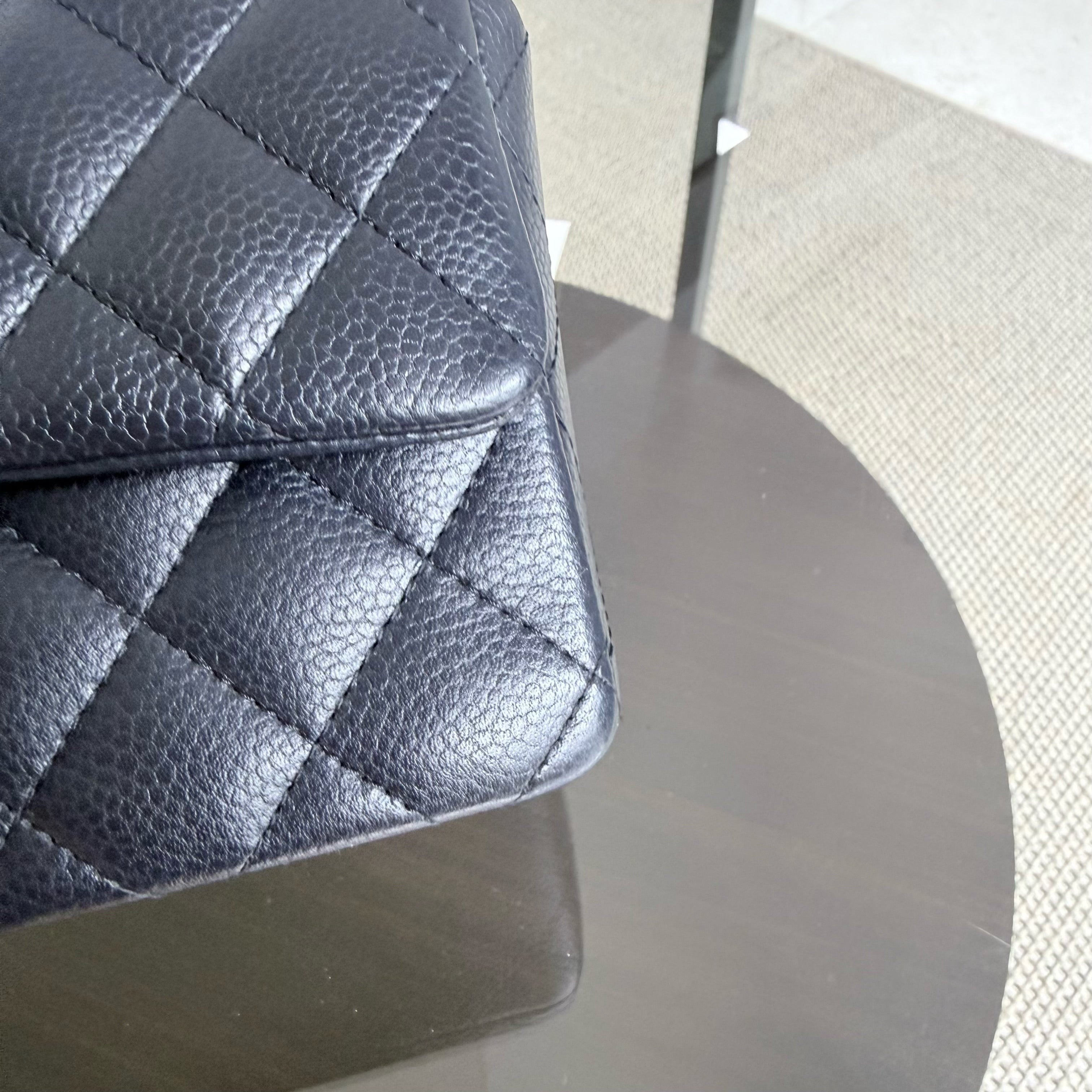 Chanel Caviar Mini Rectangle Classic Flap - 20CM Quilted Midnight Blue Ruthenium Silver Hardware Series 21