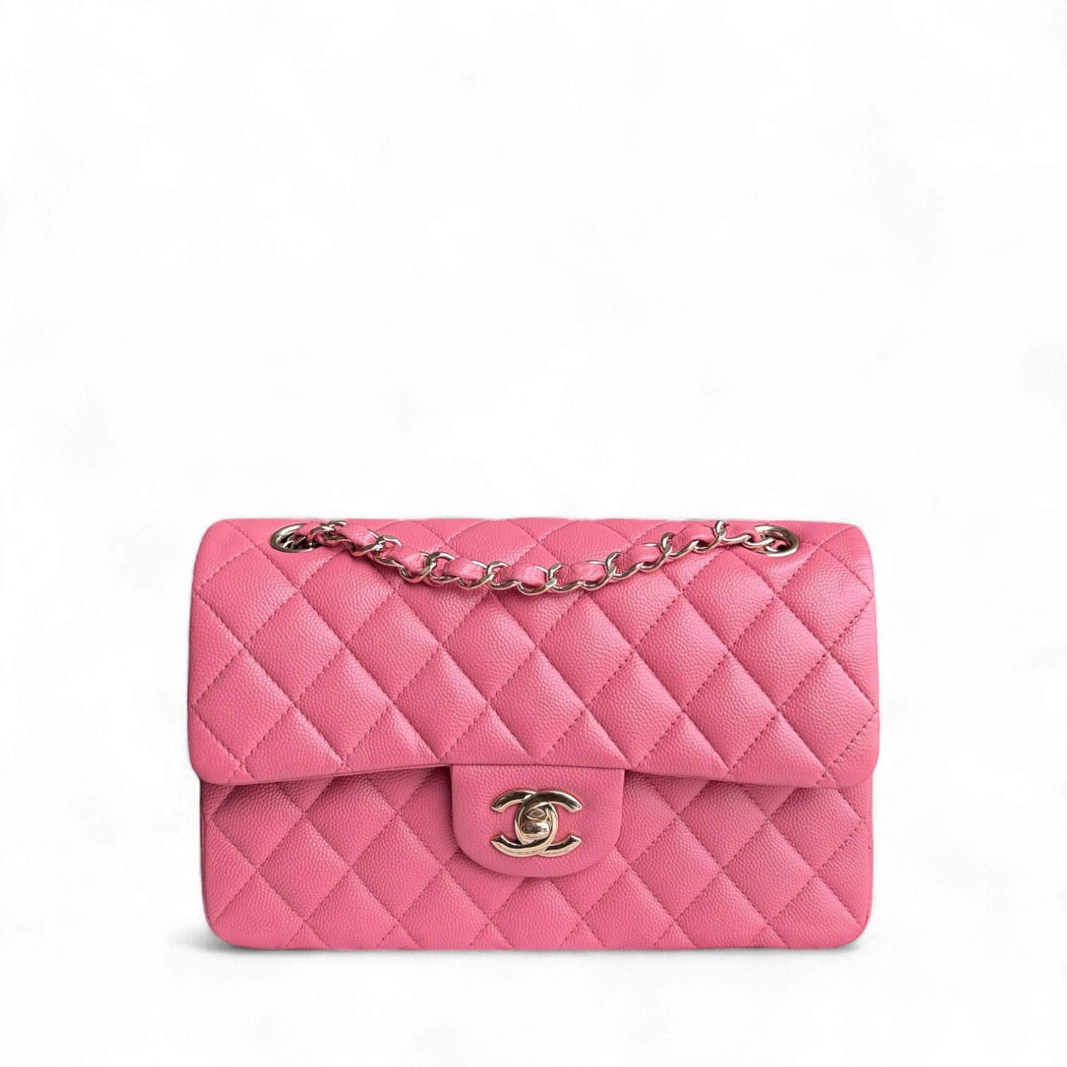 Chanel Classic Fp Small - Caviar 23CM Quilted Grained Calfskin Pink Gold Hardware Series 28