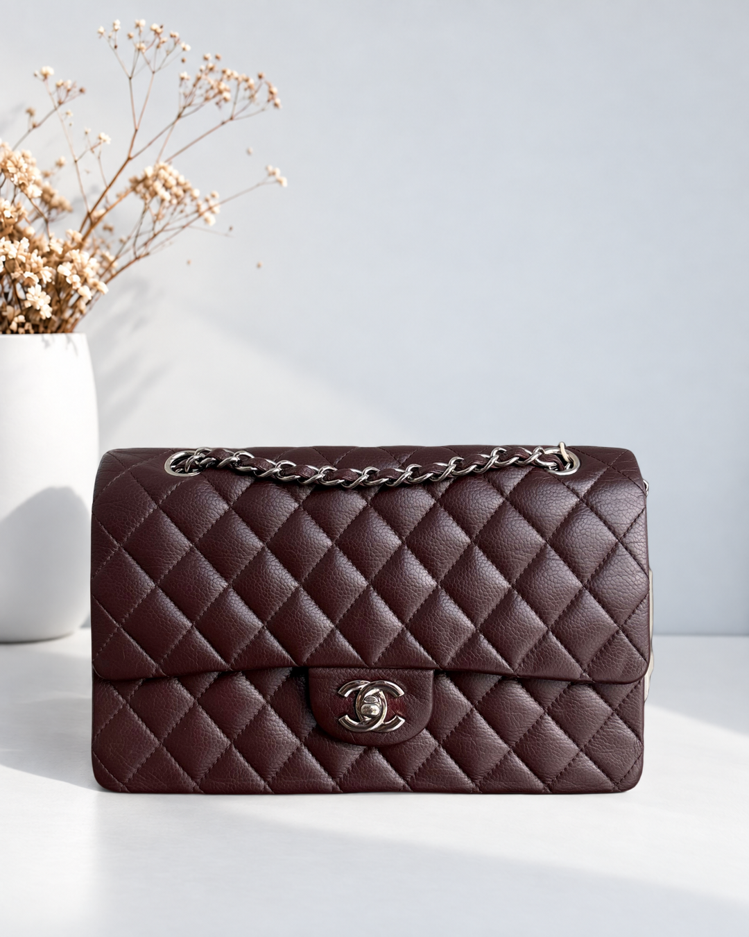 Chanel Classic Flap Medium - 25CM Quilted Caviar Dark Brown Silver Hardware Series 14