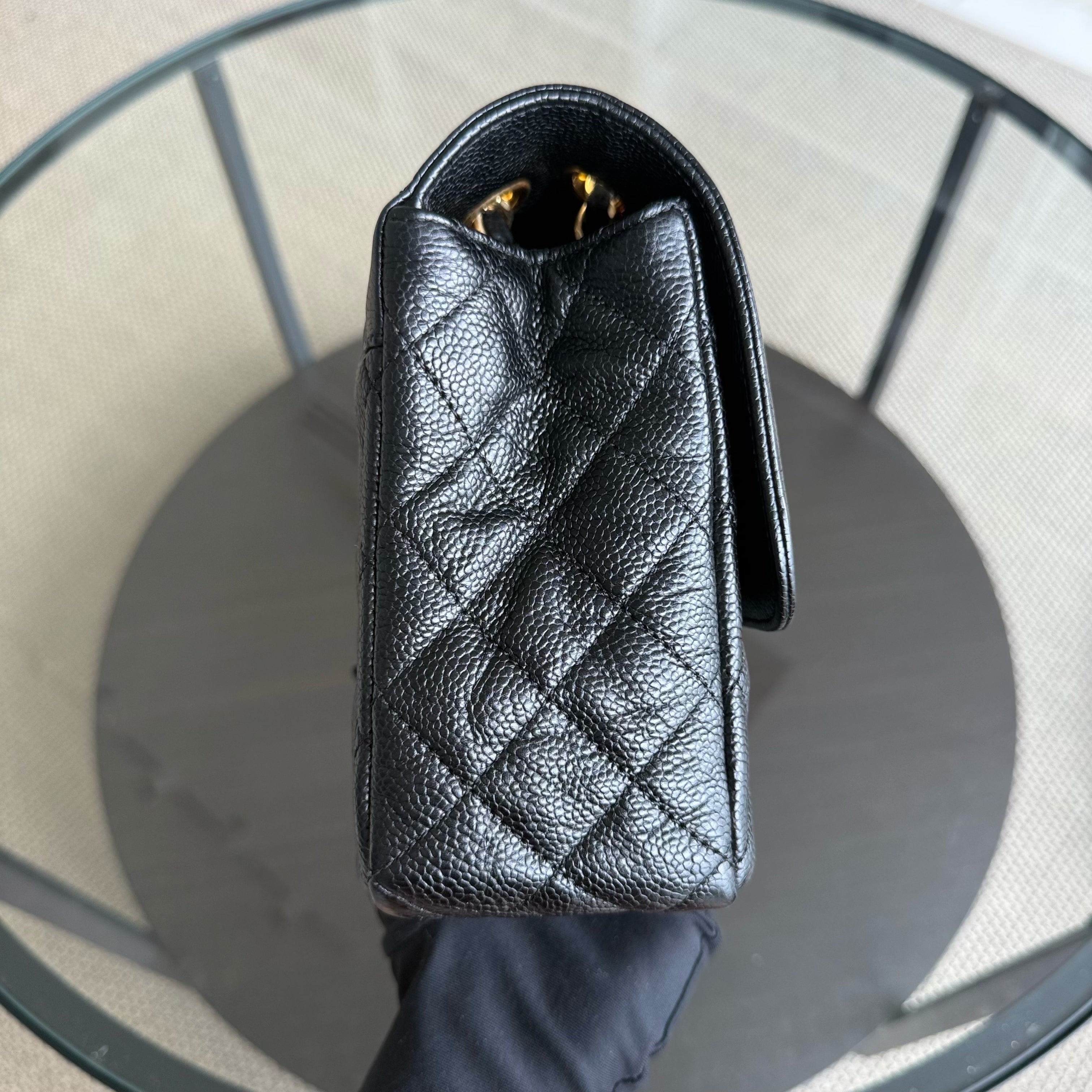 Chanel Seasonal Two-tone Flap Medium - Caviar Quilted Black Gold Hardware Series 22