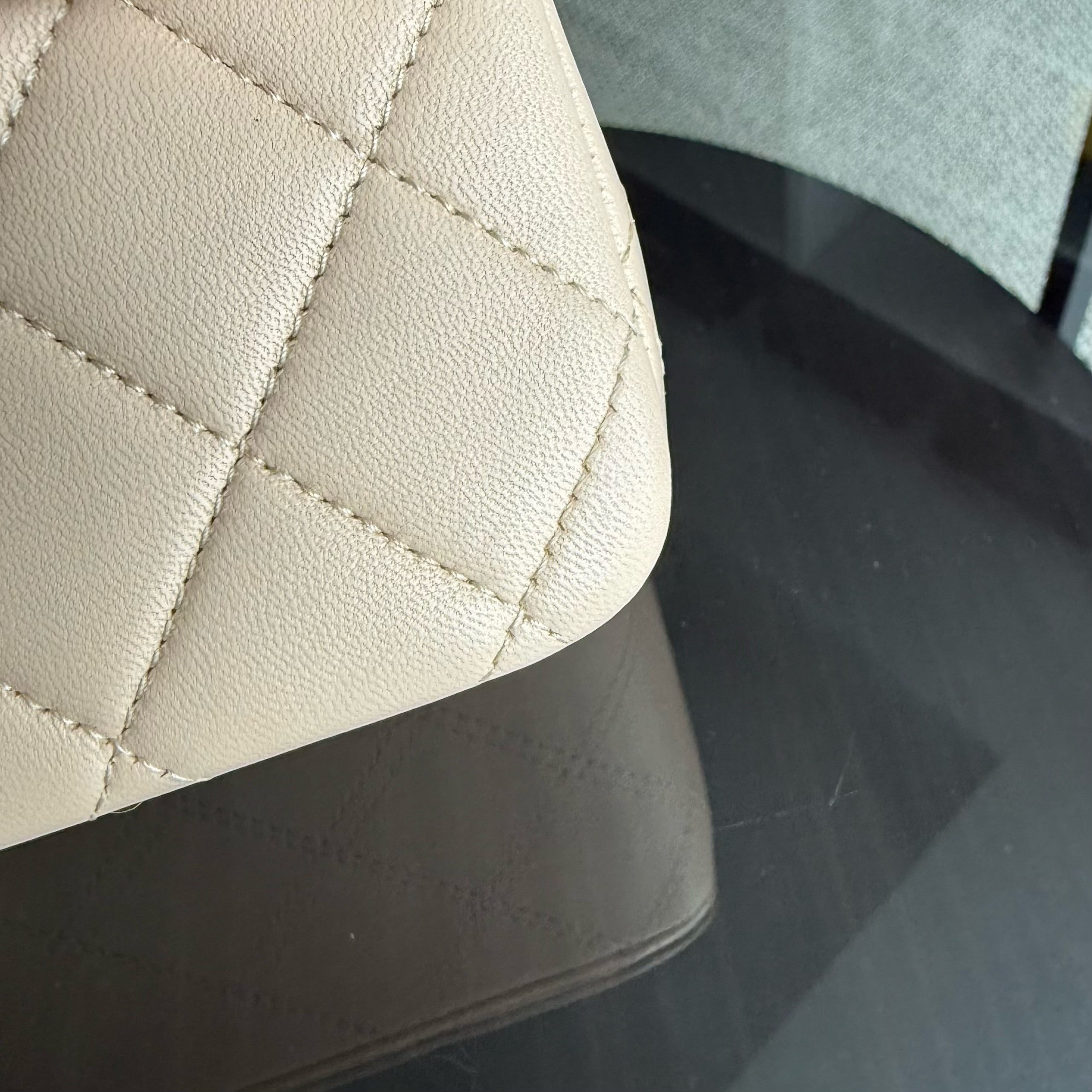 Chanel Classic Flap Medium - 25CM Quilted Lambskin Beige Silver Hardware Series 15