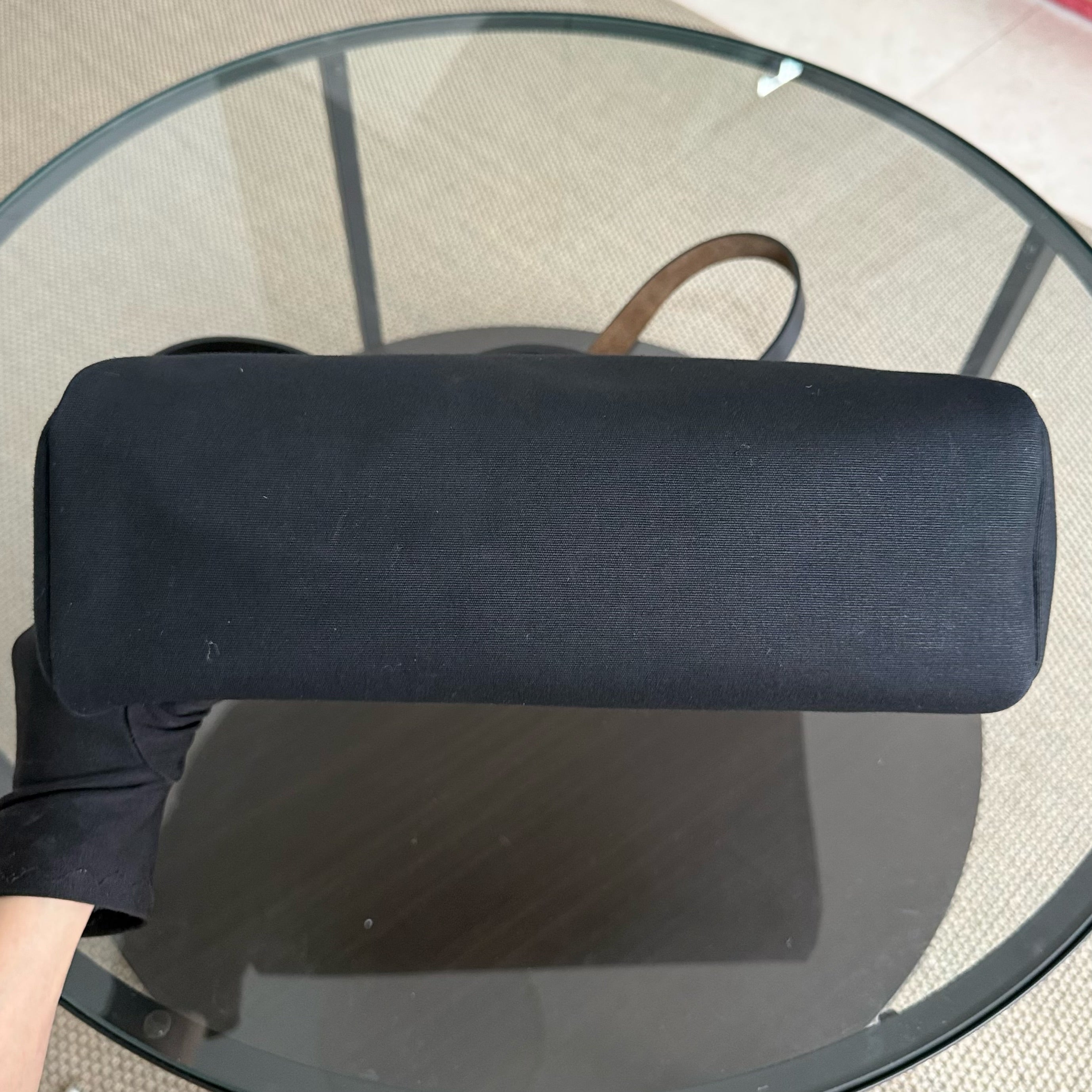 Hermes Herbag Zip 31 Plain Cloth Black PHW Stamp D