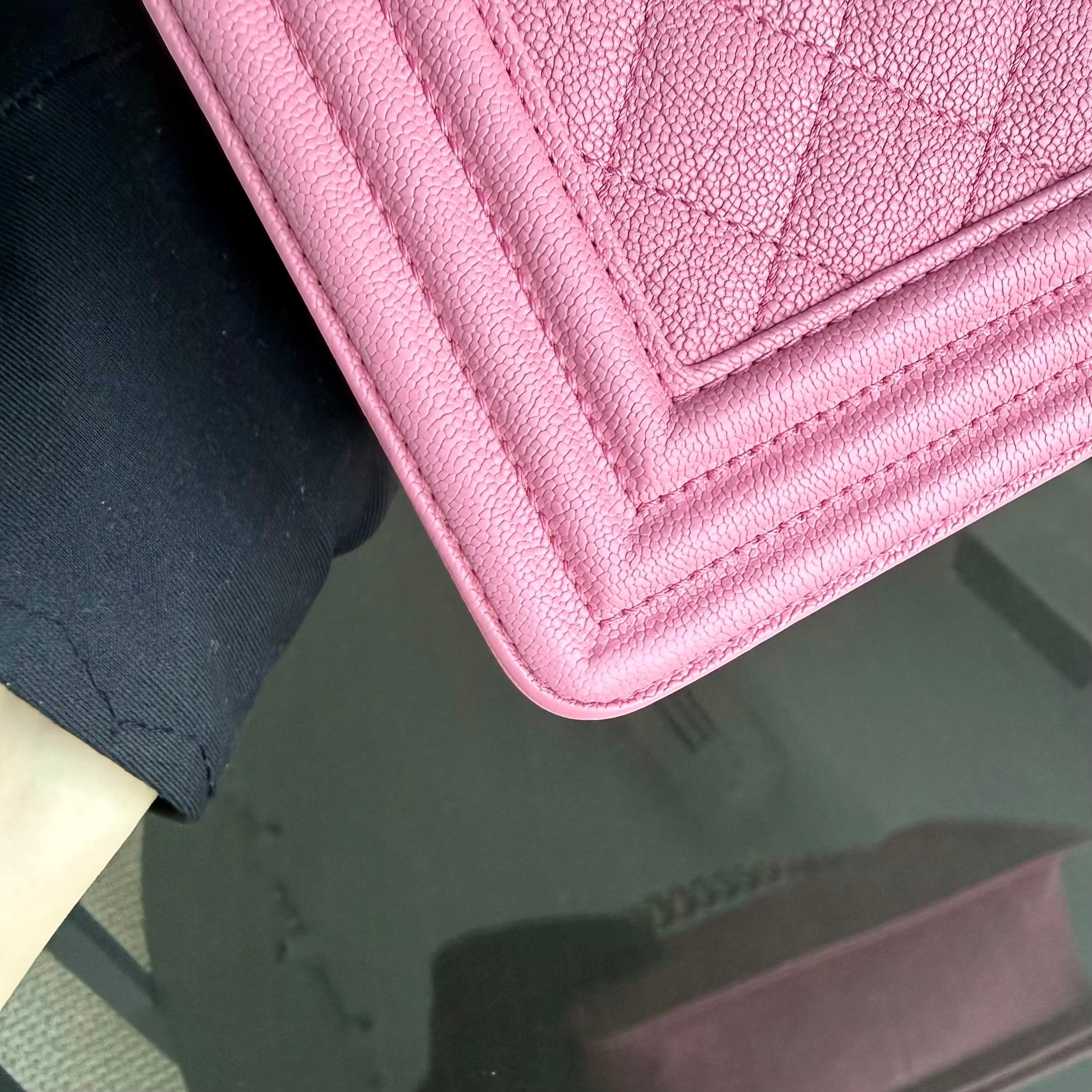Chanel Boy Medium - 25CM Quilted Caviar Barbie Pink Gold Hardware Series 30