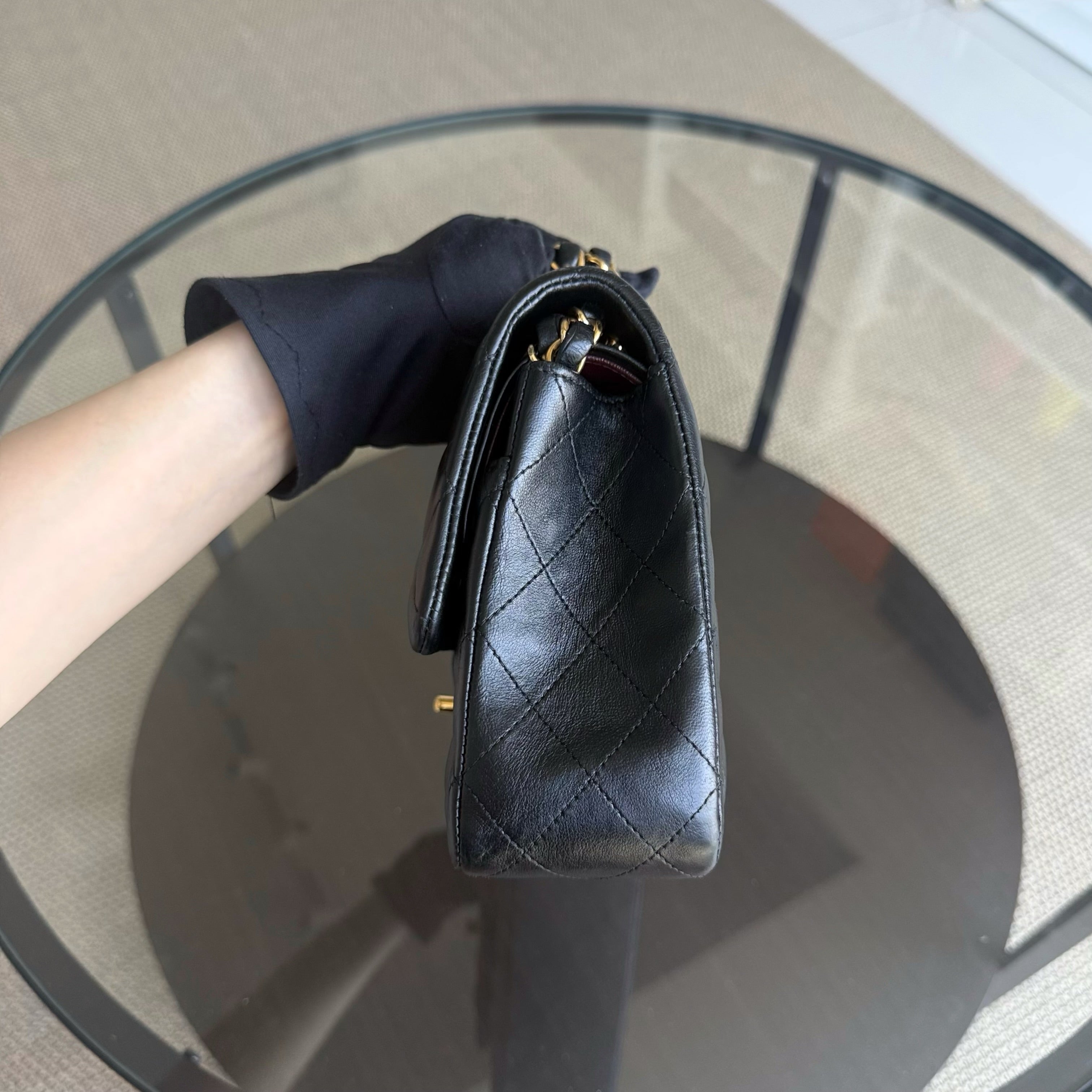 Chanel Classic Flap Medium - 25CM Quilted Lambskin Black Gold Hardware Sereis 24