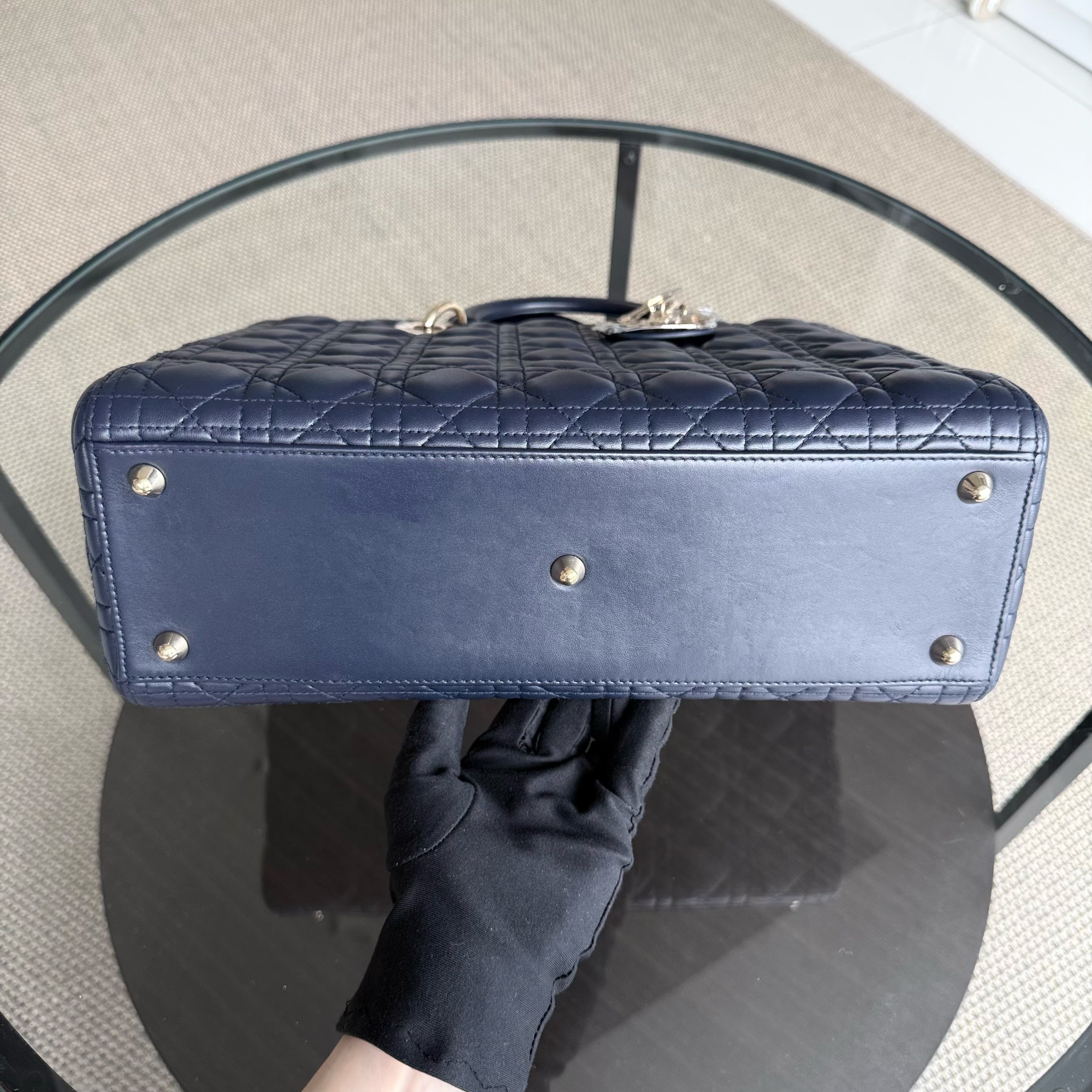 Dior Lady Large Flap - Canange Lambskin Dark Blue Gold Hardware