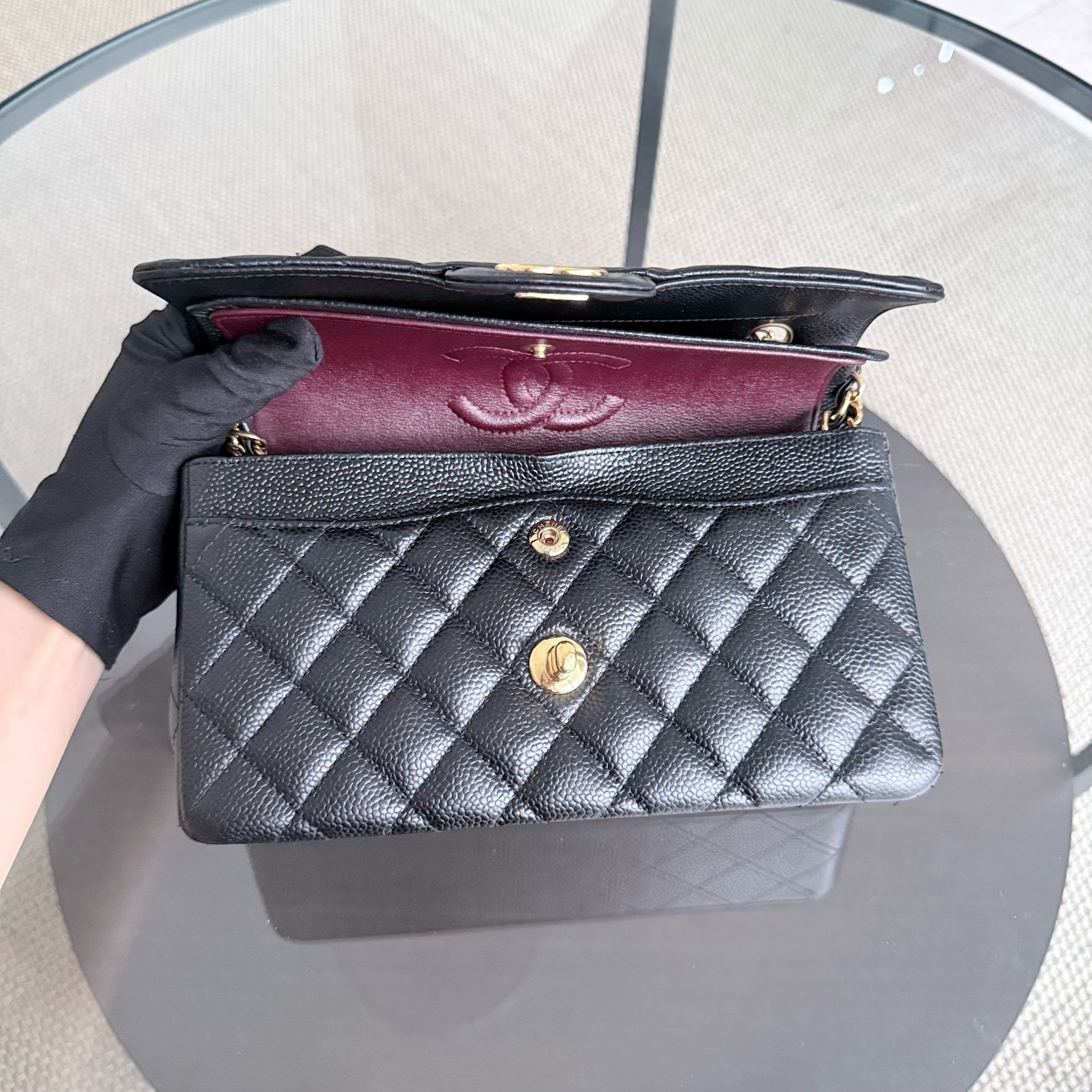 Chanel Classic Flap Small - Caviar 23CM Quilted Black Gold Hardware Series 25