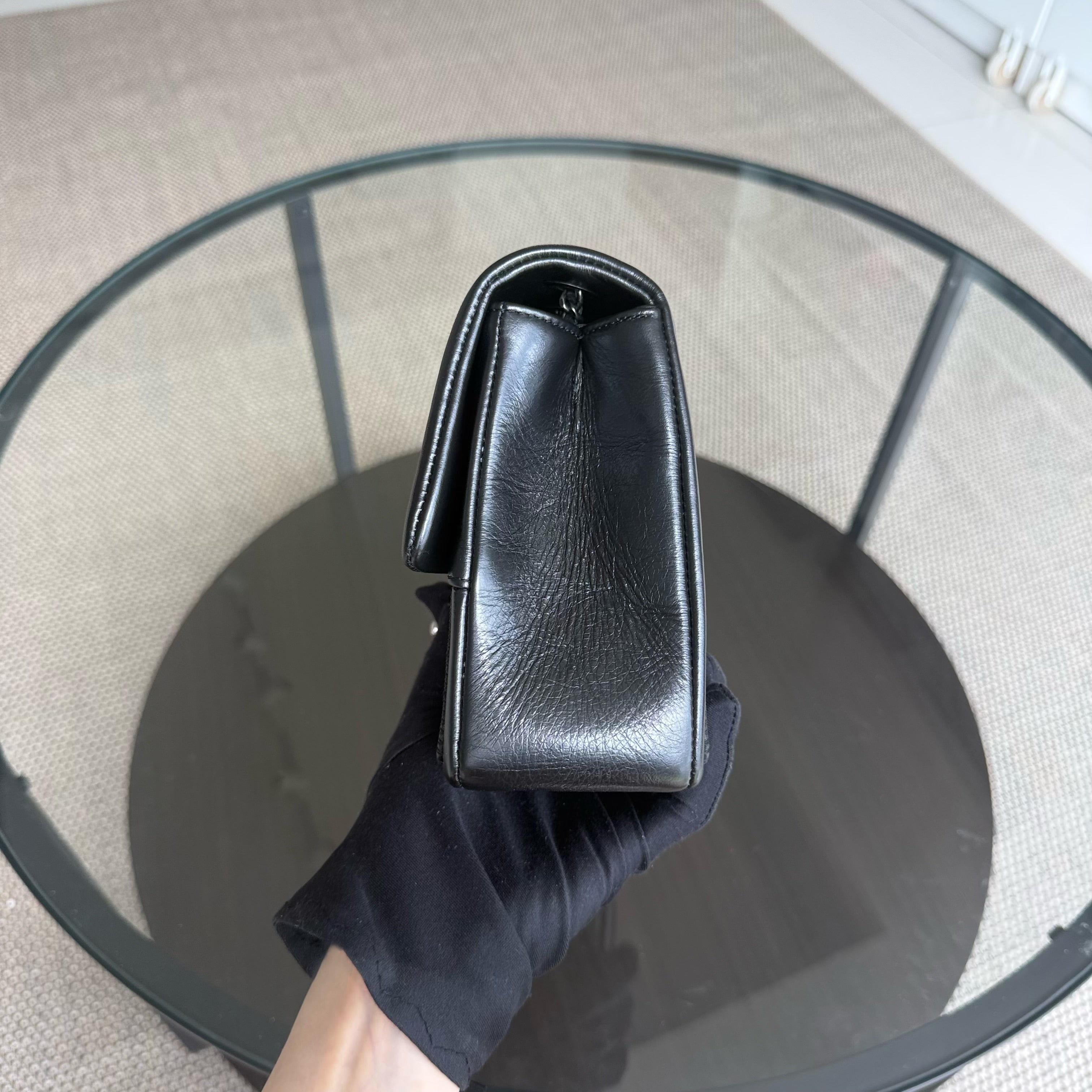 Chanel Seasonal Flap - 25CM Quilted Calfskin Black Silver Hardware Series 20