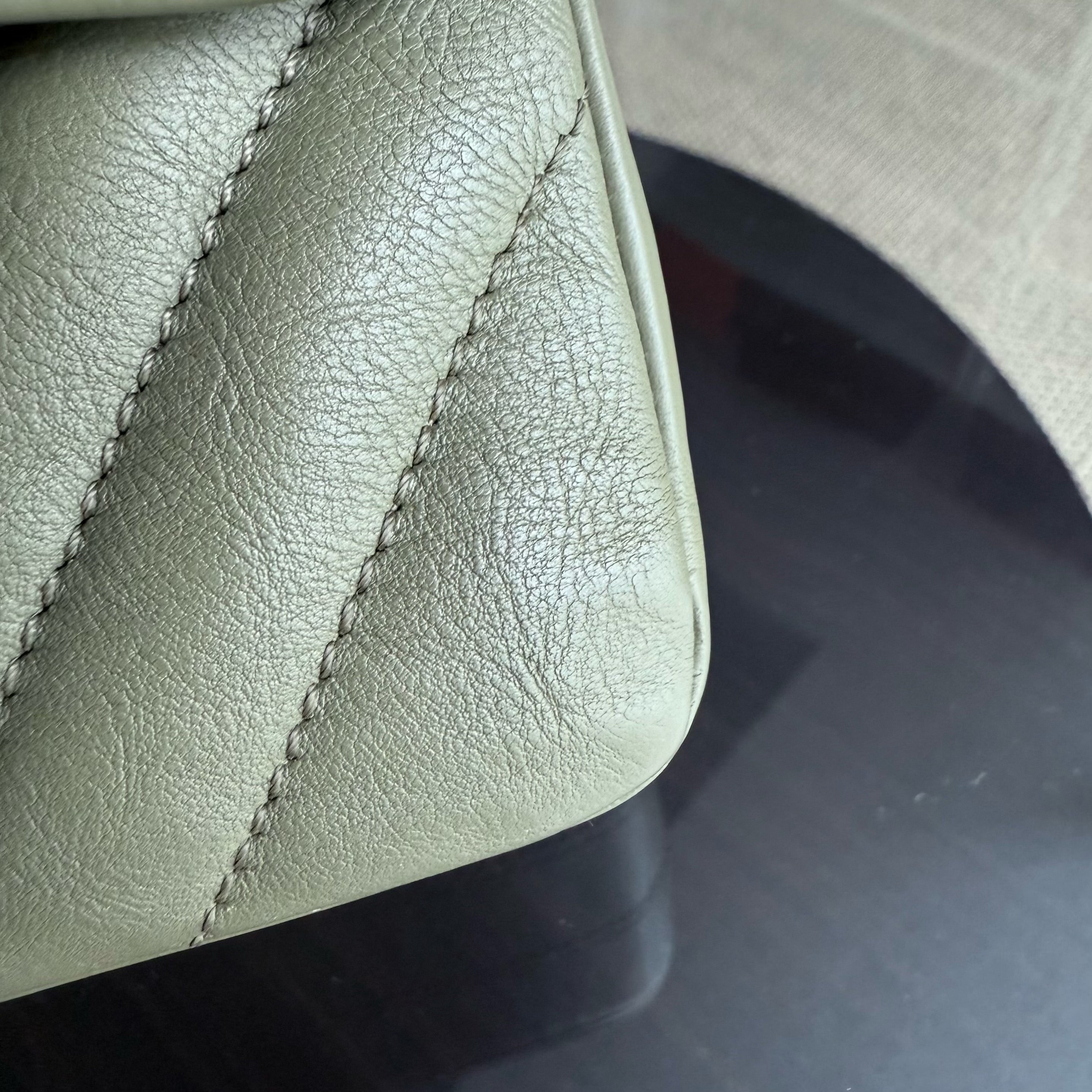 Chanel Classic Flap Medium - 25CM Chevron Grained Calfskin Olive Green Gold Hardware Series 23
