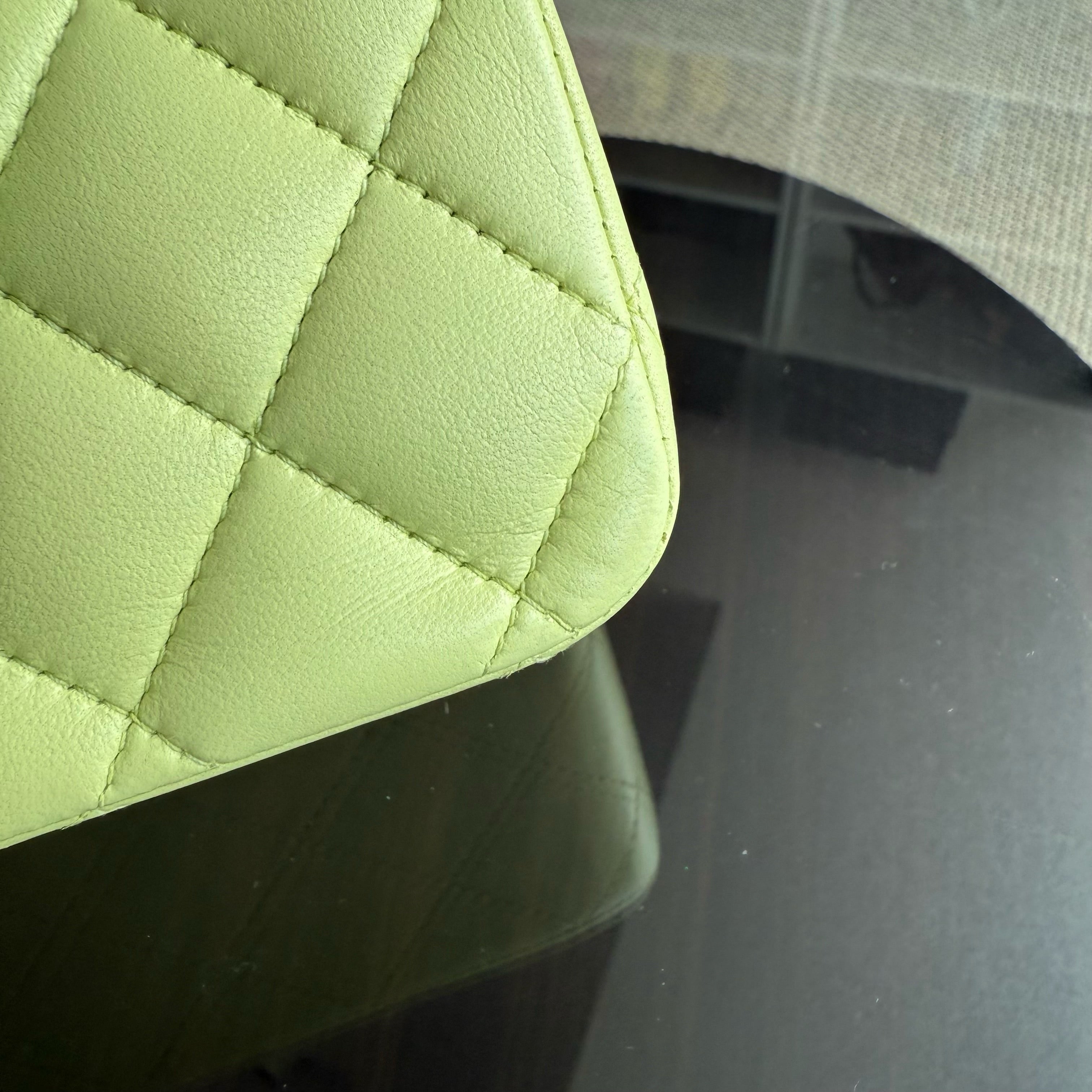 Chanel Classic Flap Medium - 25CM Quilted Lambskin Lime Silver Hardware Series 14
