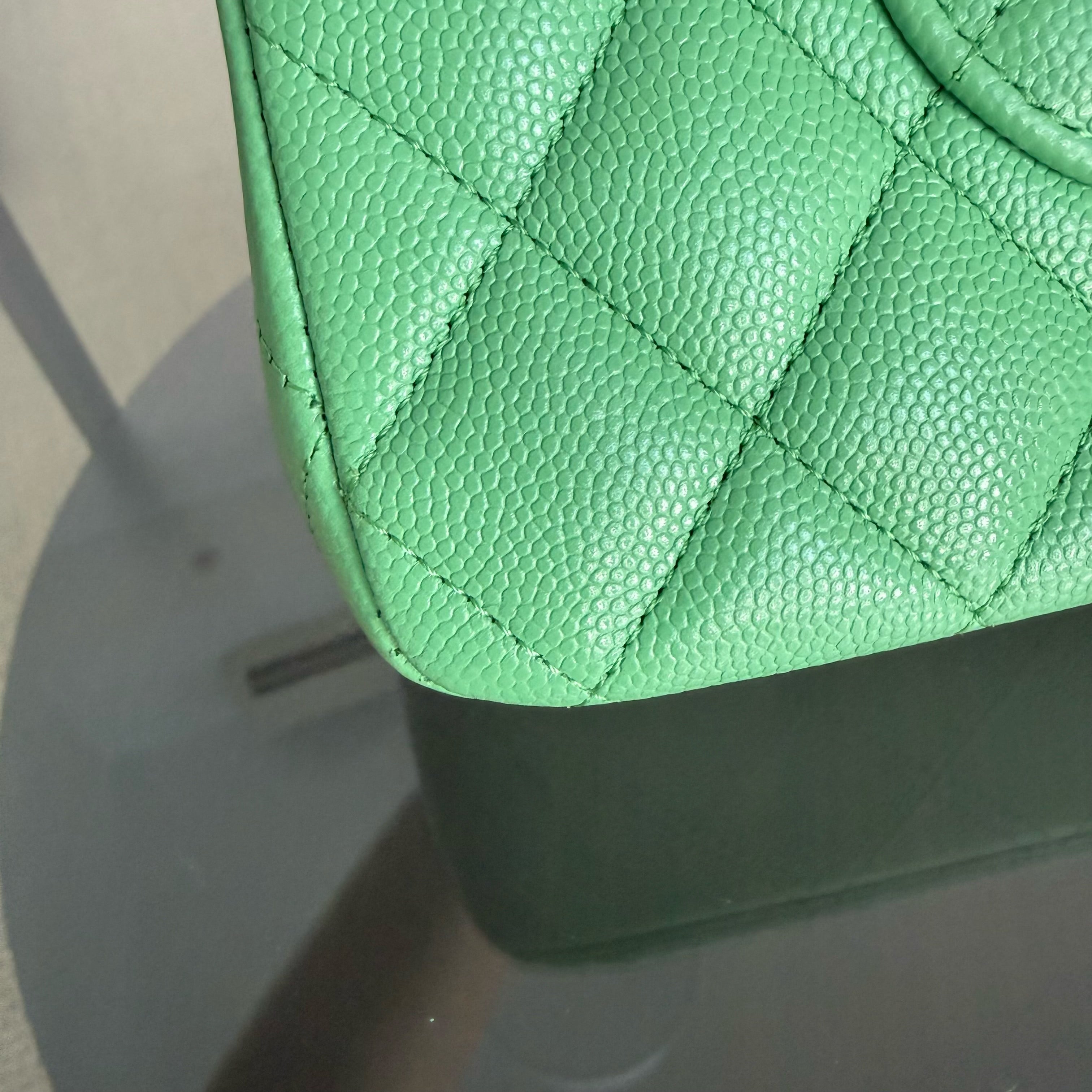 Chanel Classic Flap Medium - 25CM Quilted Caviar Green Gold Hardware Series 31