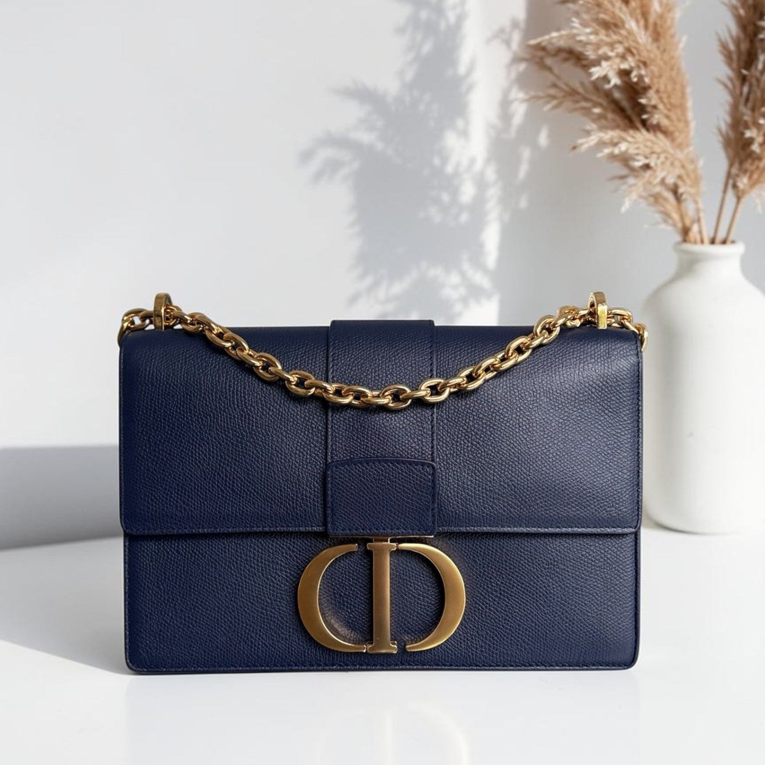 Dior 30 Montaigne Medium - Caviar Dark Blue Gold Hardware