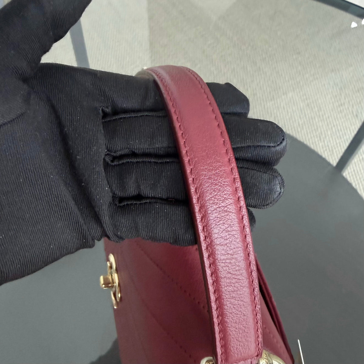 Chanel Handle Medium - 24CM Caviar Quilted Dark Red Gold Hardware Series 25
