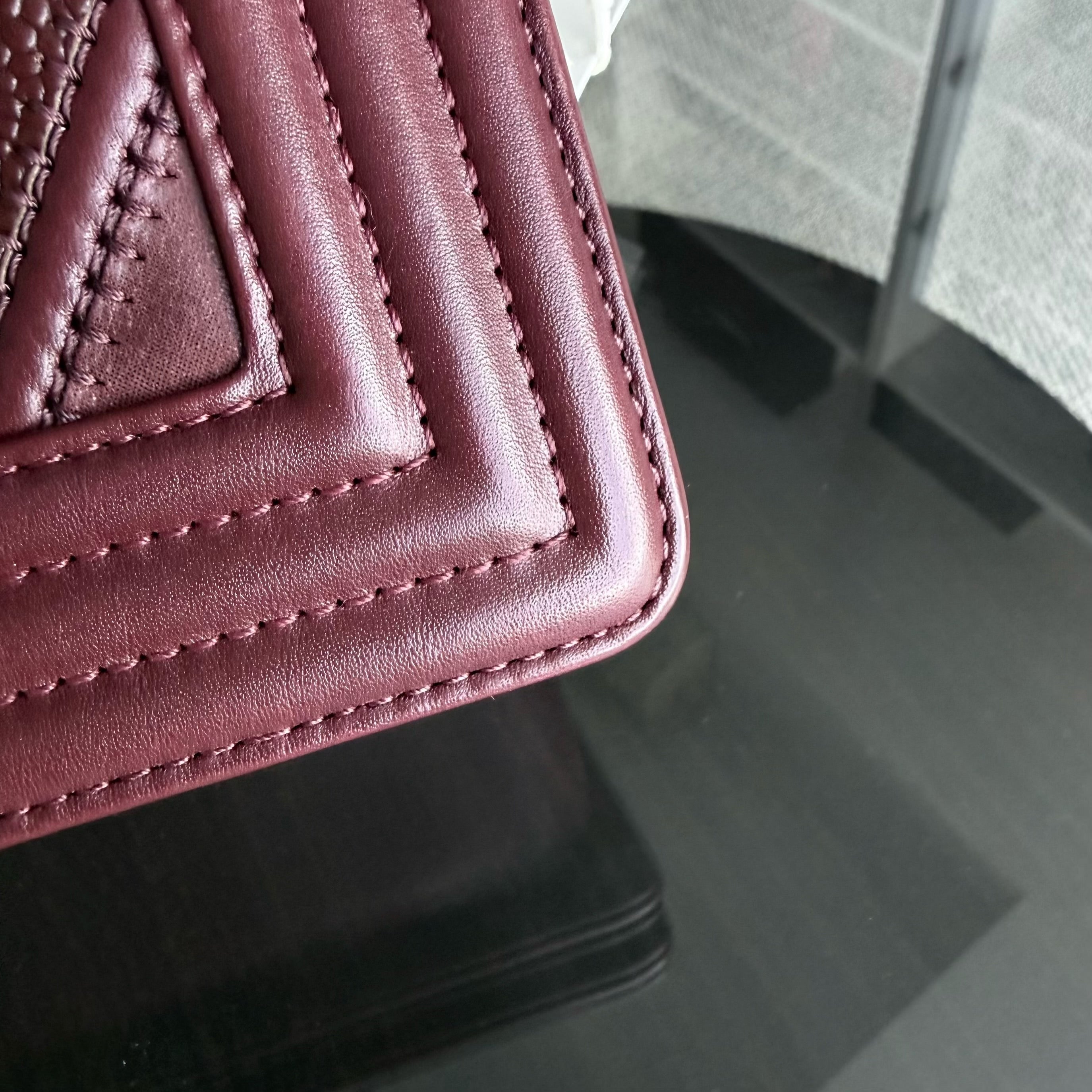 Boy Small 20CM Chevron Tri-skin Calfskin Burgundy GHW No 22