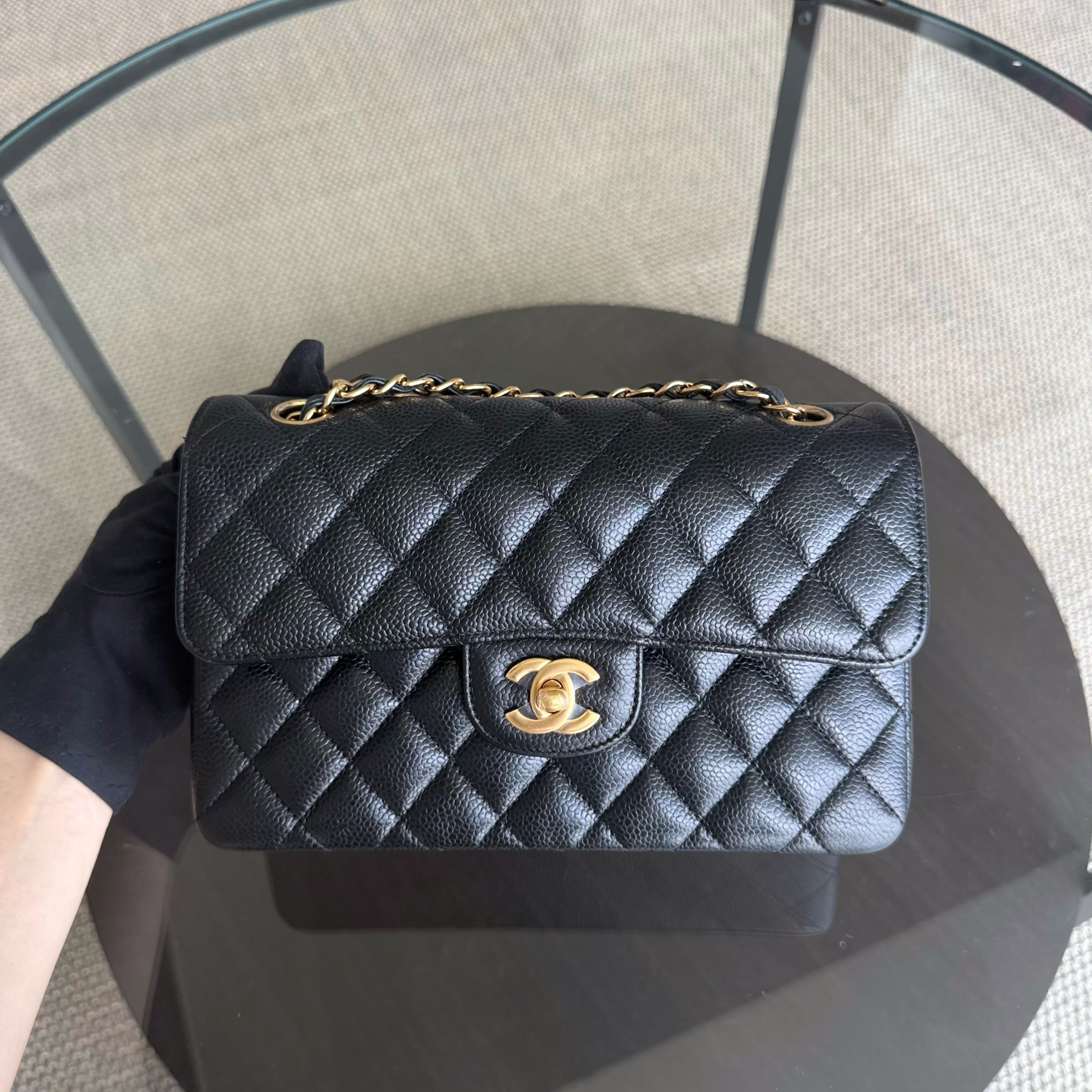 Chanel Classic Flap Small - Caviar 23CM Quilted Black Gold Hardware Series 25
