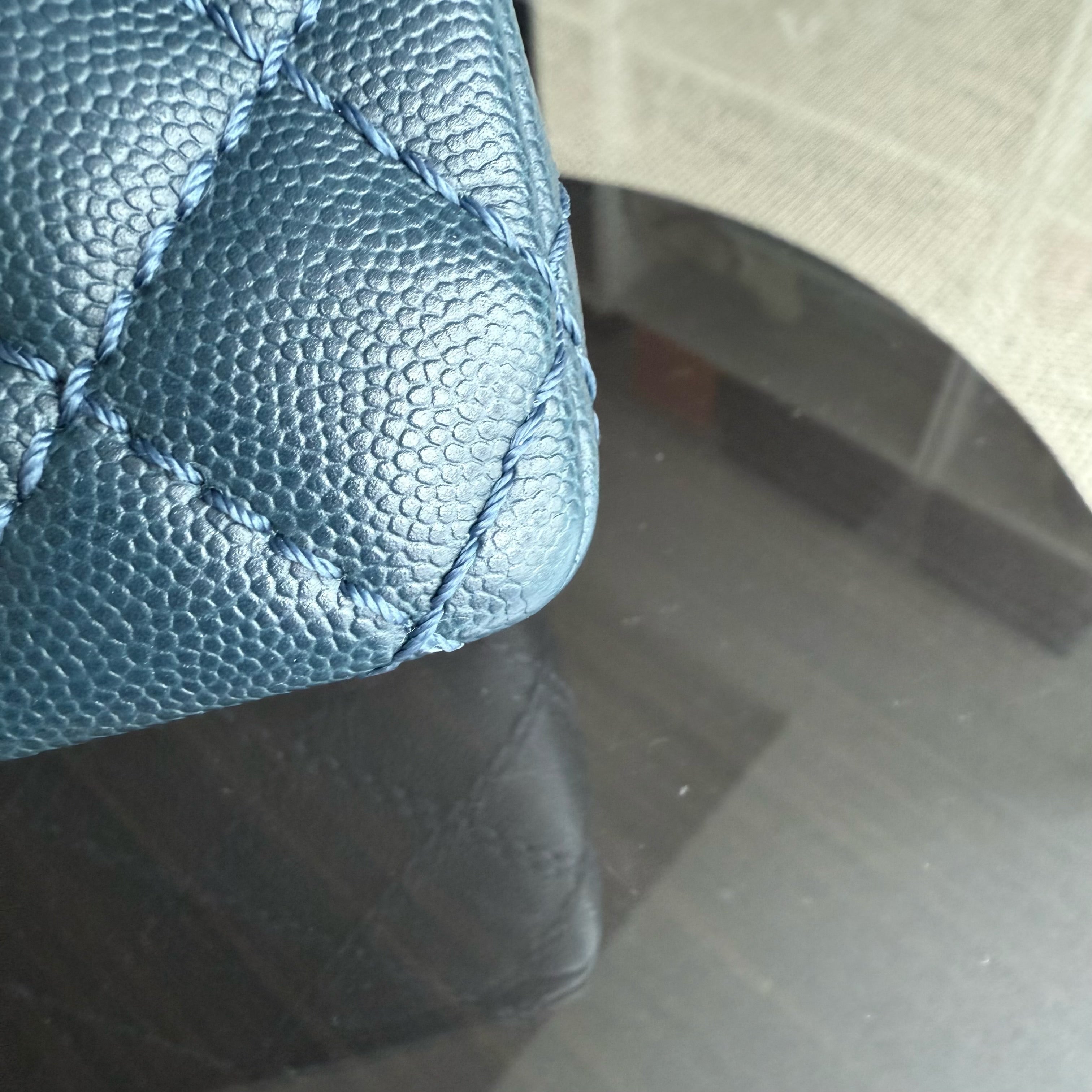 Chanel Classic Flap Medium - Caviar 25CM Quilted Grained Calfskin Dark Blue Silver Hardware Series 23