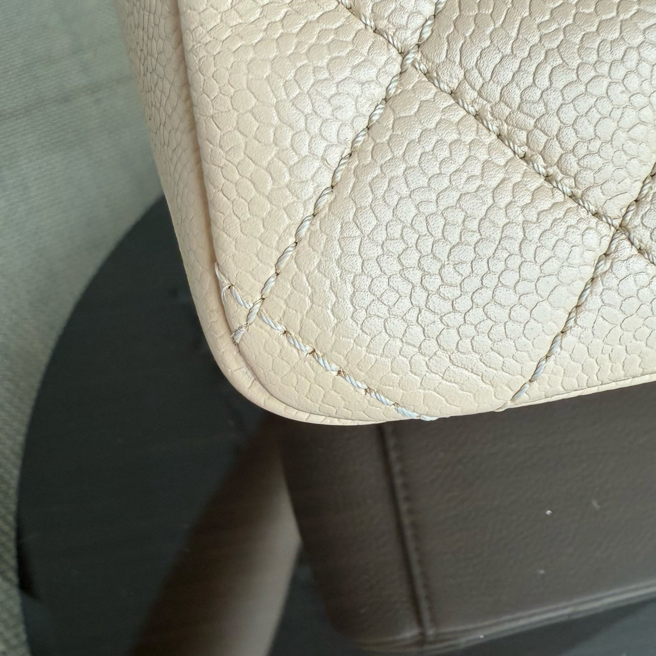 Chanel PST Petite Shopping Tote - Caviar Quilted Grained Calfskin Light Beige Gold Hardware Series 15