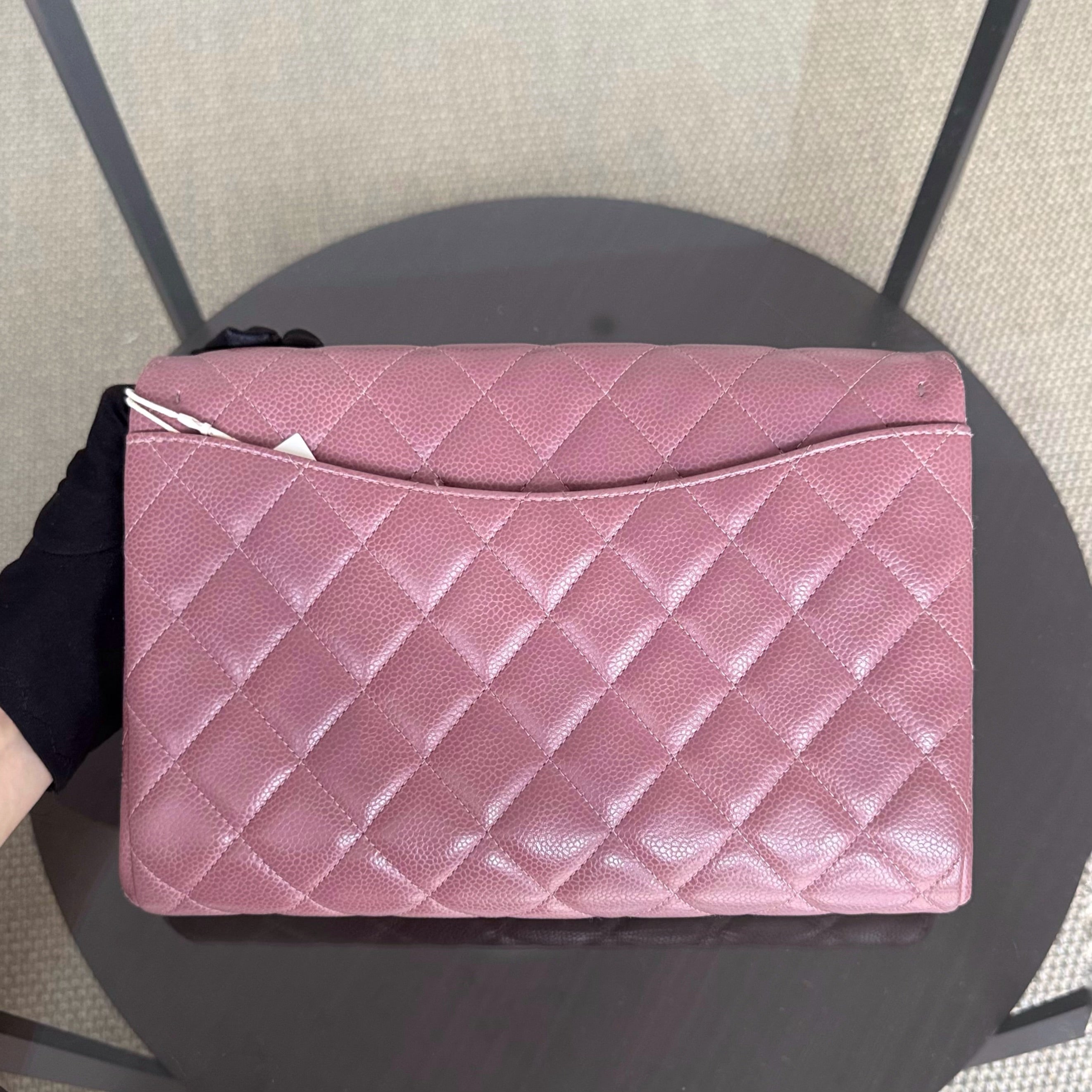 Chanel Timeless Flap - Single Flap Clutch Quilted Caviar Pink Silver Hardware Series 21