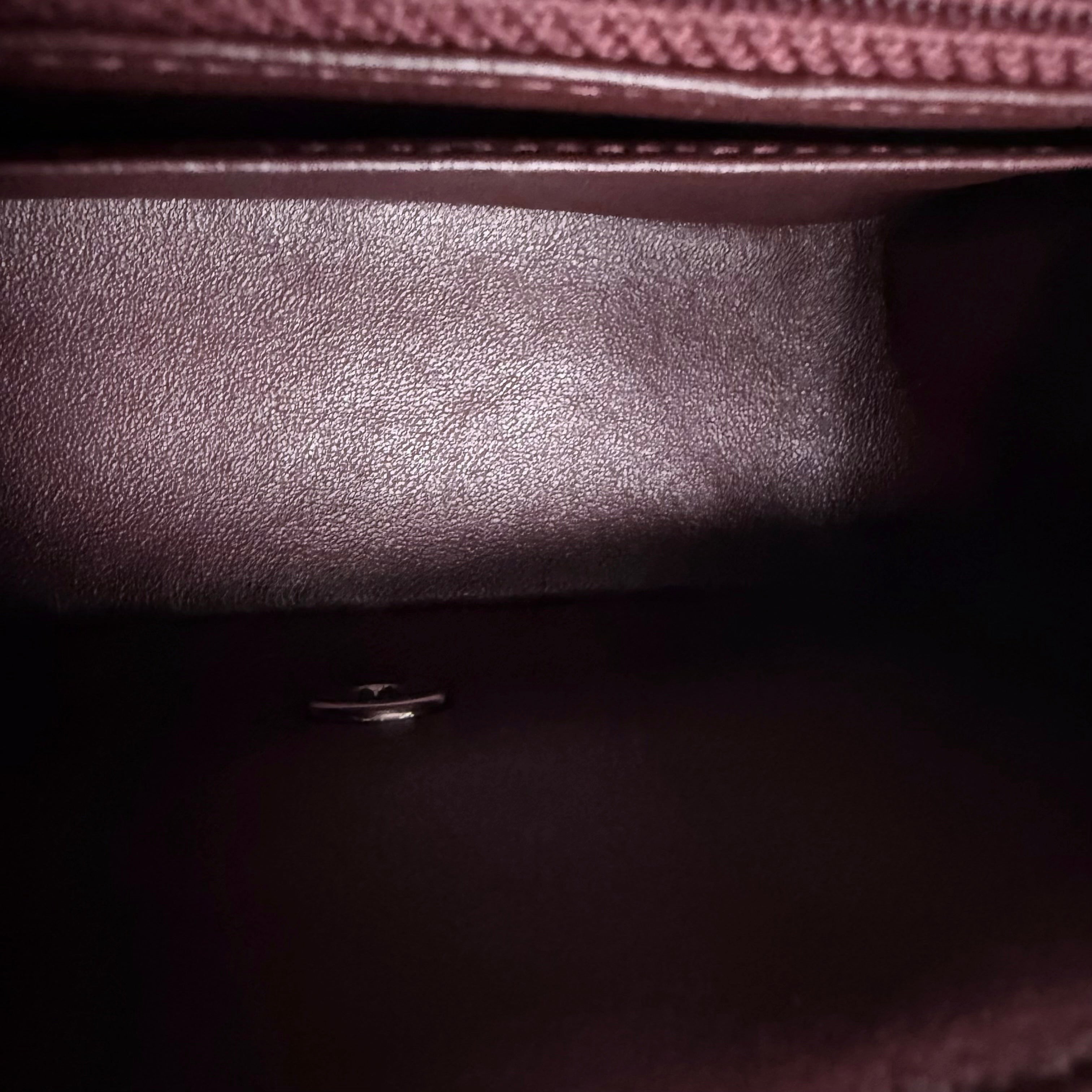 Chanel Classic Flap Mini Square - Lambskin Quilted Burgundy Silver Hardware Series 28