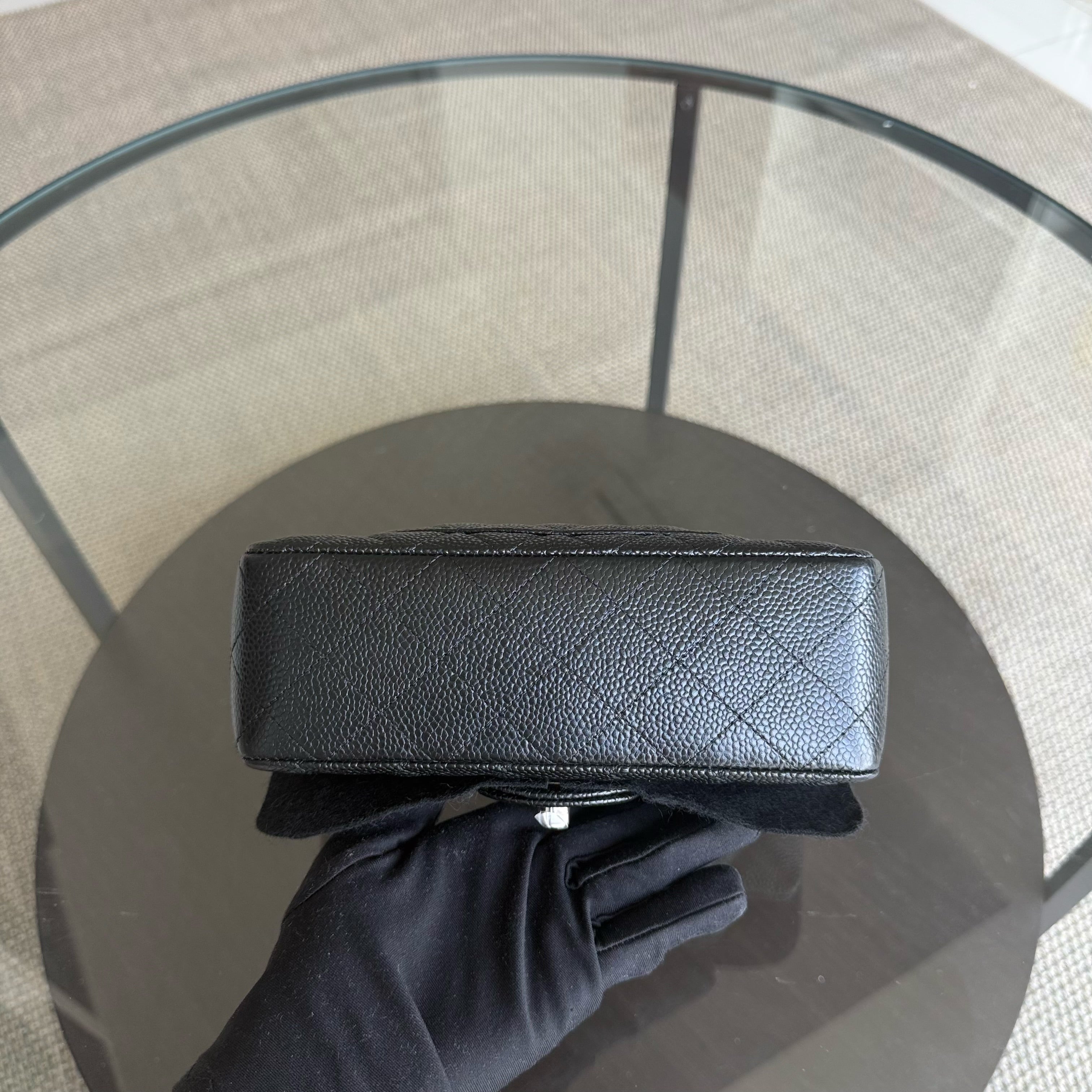 Chanel Caviar Mini Rectangle Classic Flap - 20CM Quilted Black Silver Hardware Series 20