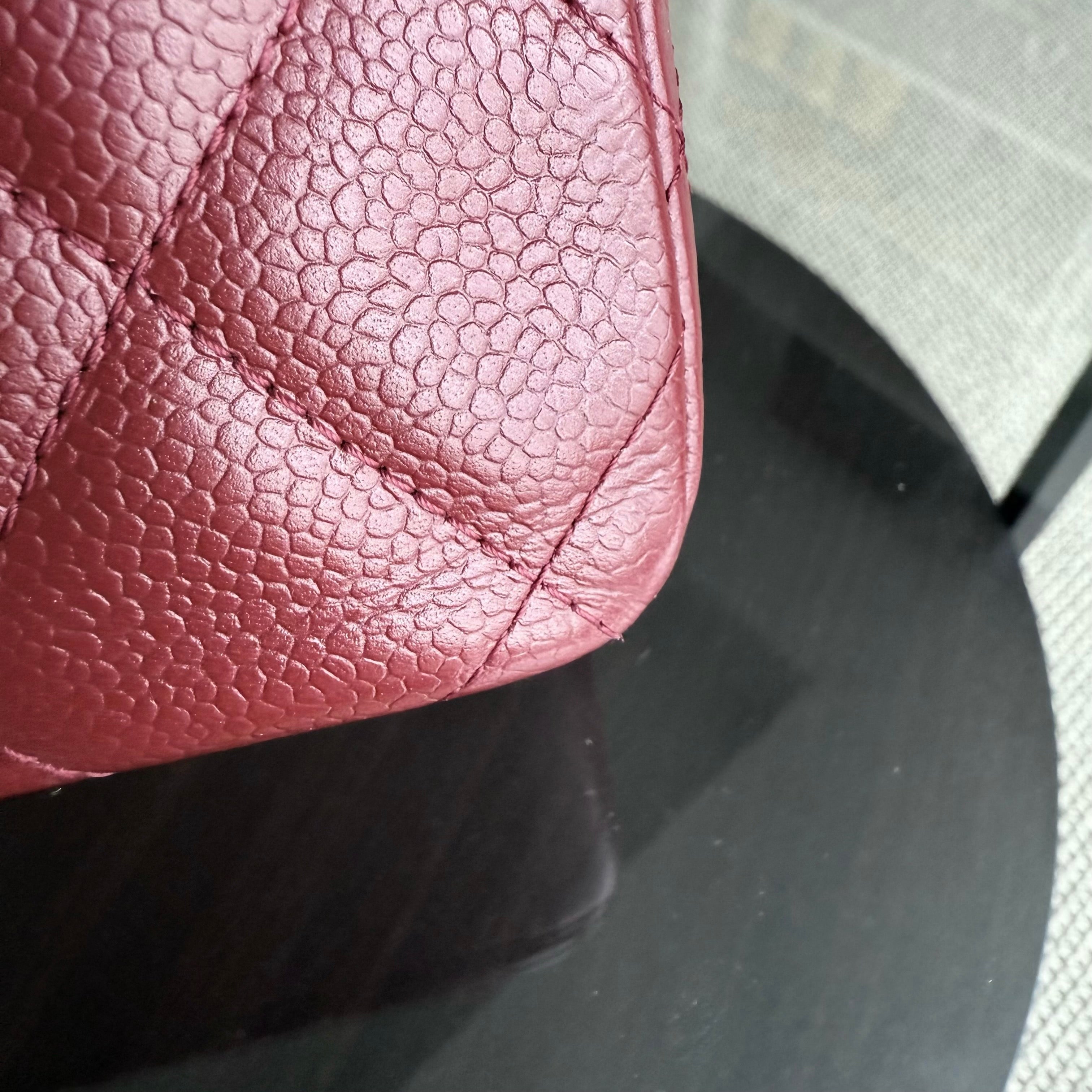 Chanel Classic Flap Jumbo - Caviar 30CM Single Flap Quilted Burgundy Dark Red Gold Hardware Series 13
