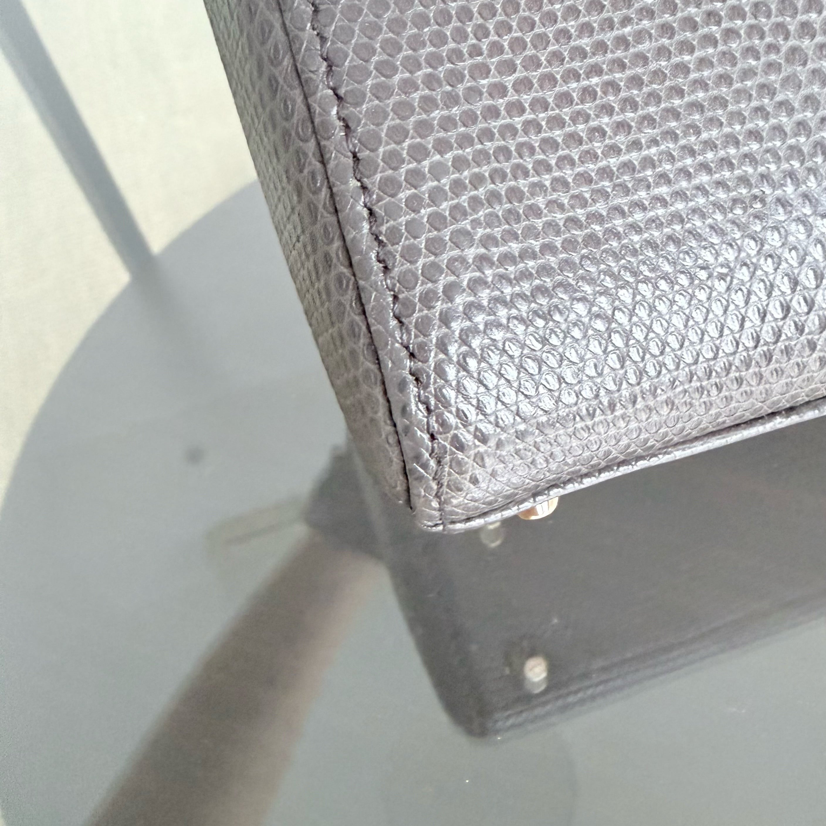 Dior Lady Mini - Exotic Lizard Dark Gray Grey color Gold Hardware